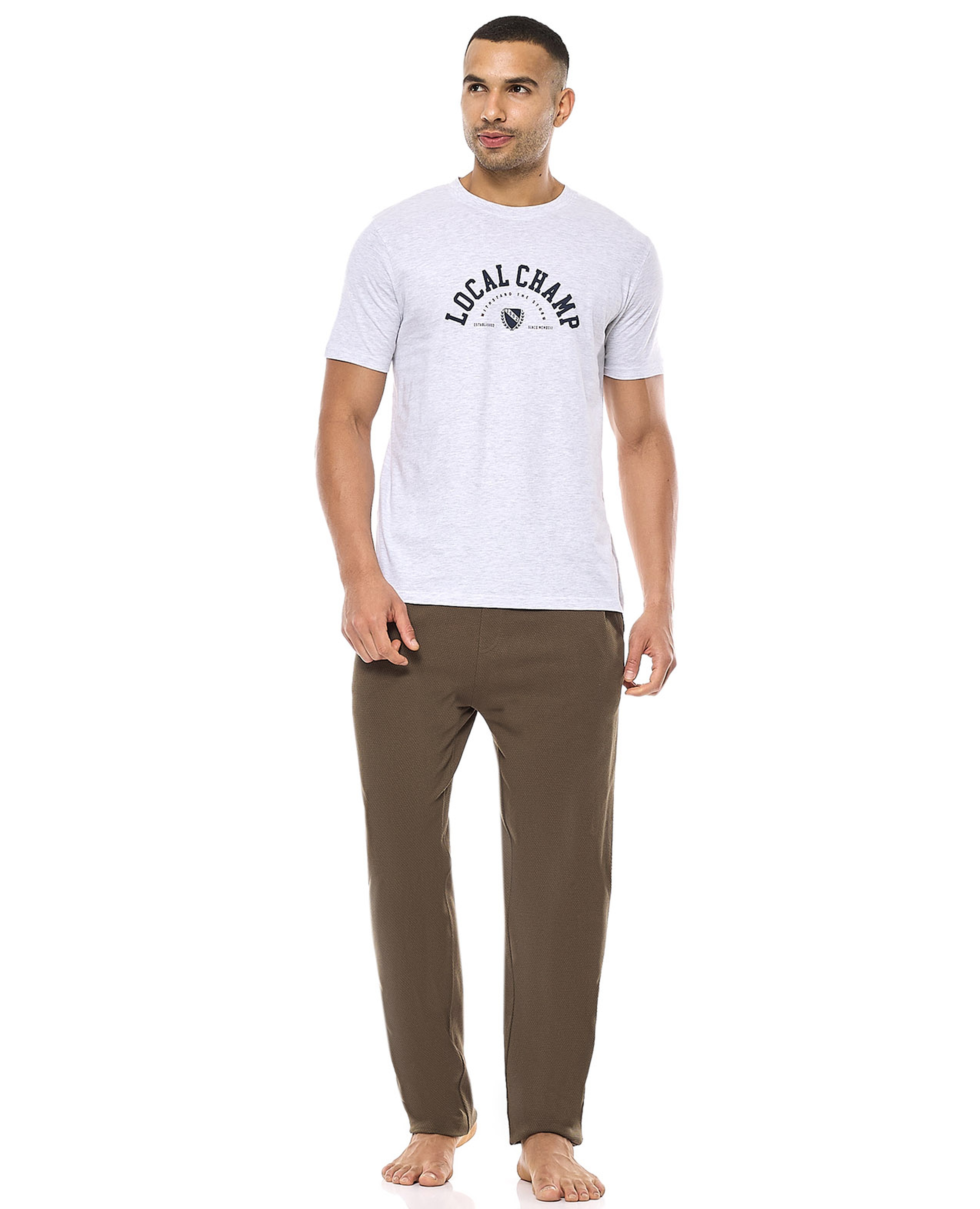 Textured Lounge Pants with Drawstring Waist