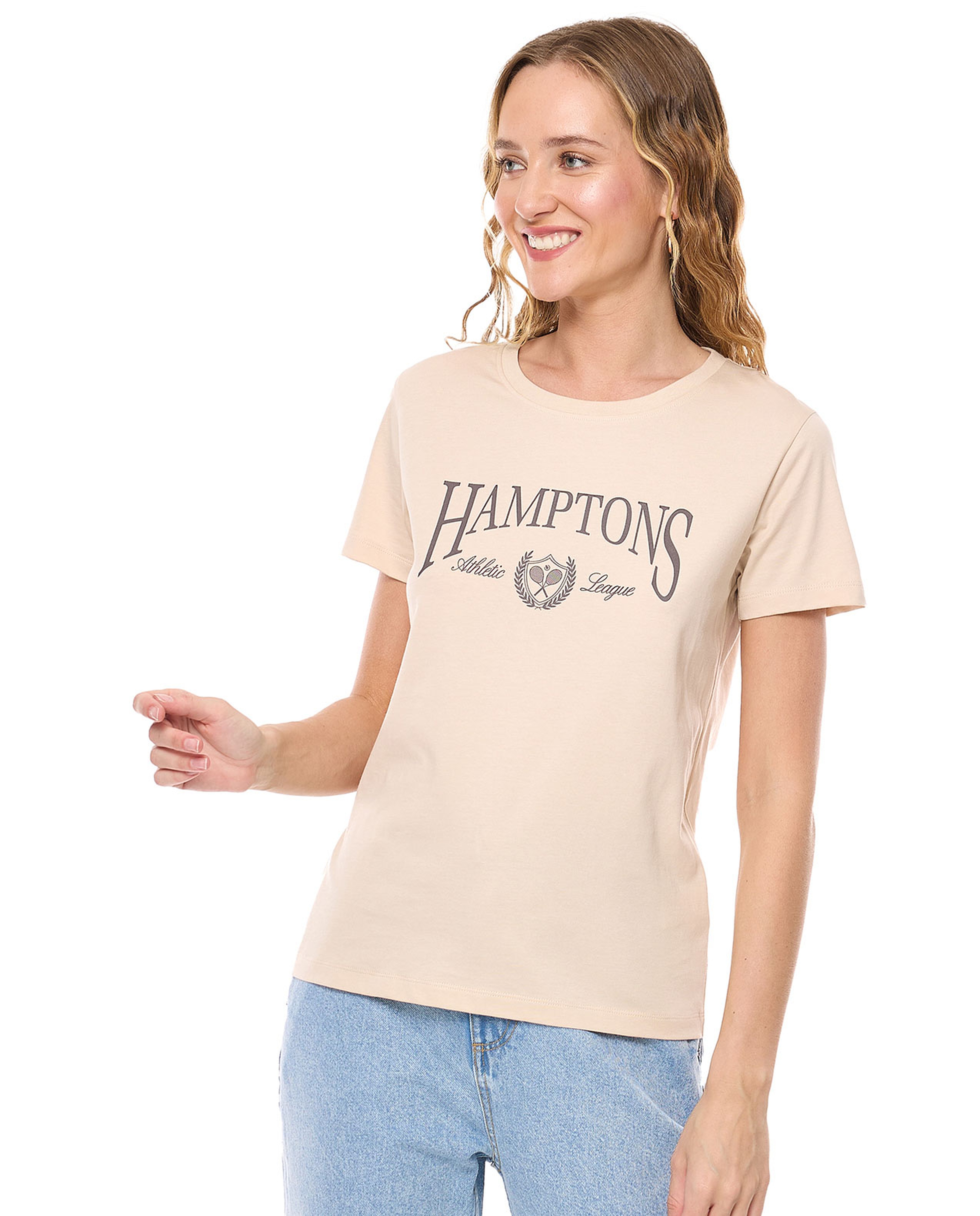 Printed T-Shirt with Crew Neck and Short Sleeves