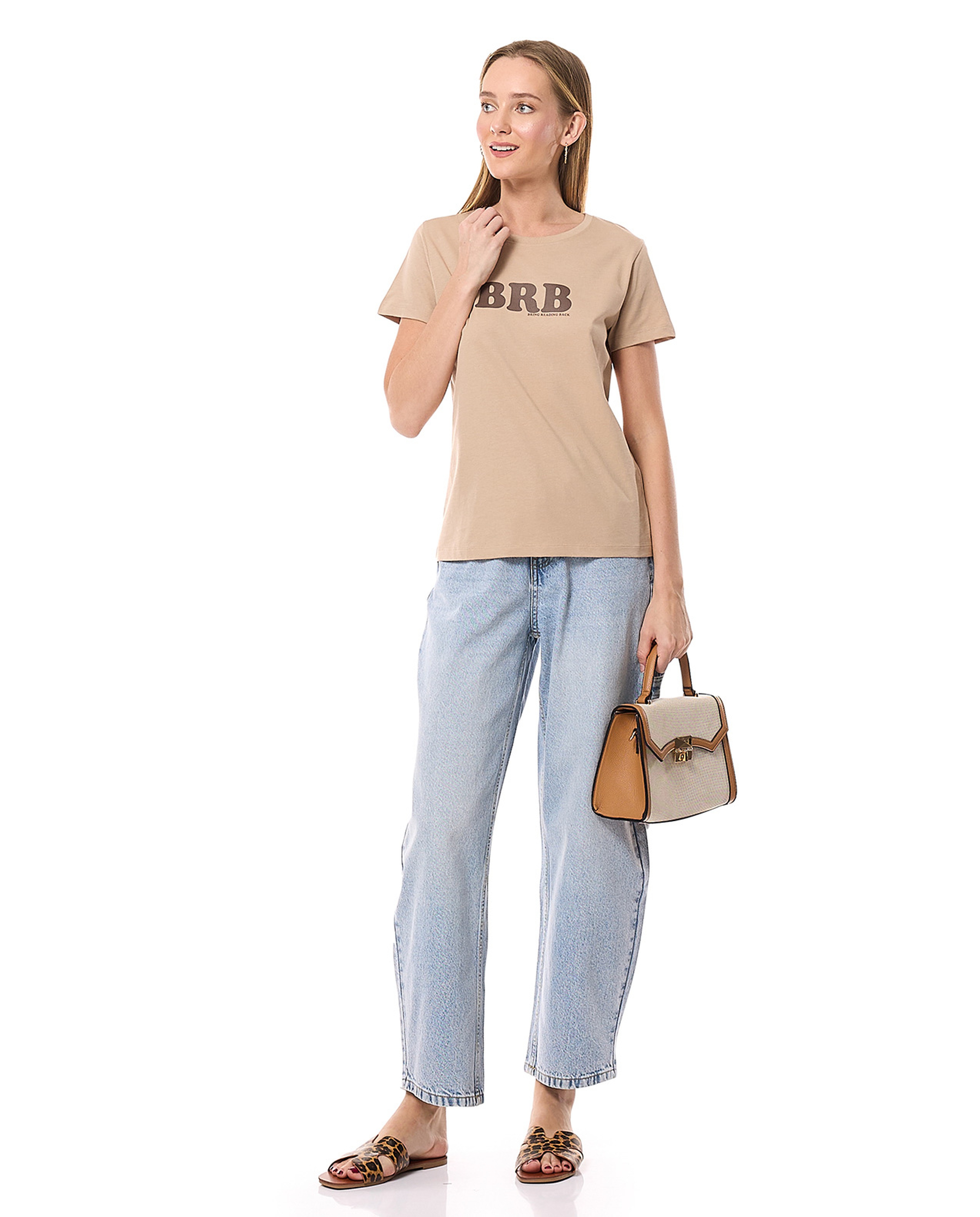 Printed T-Shirt with Crew Neck and Short Sleeves