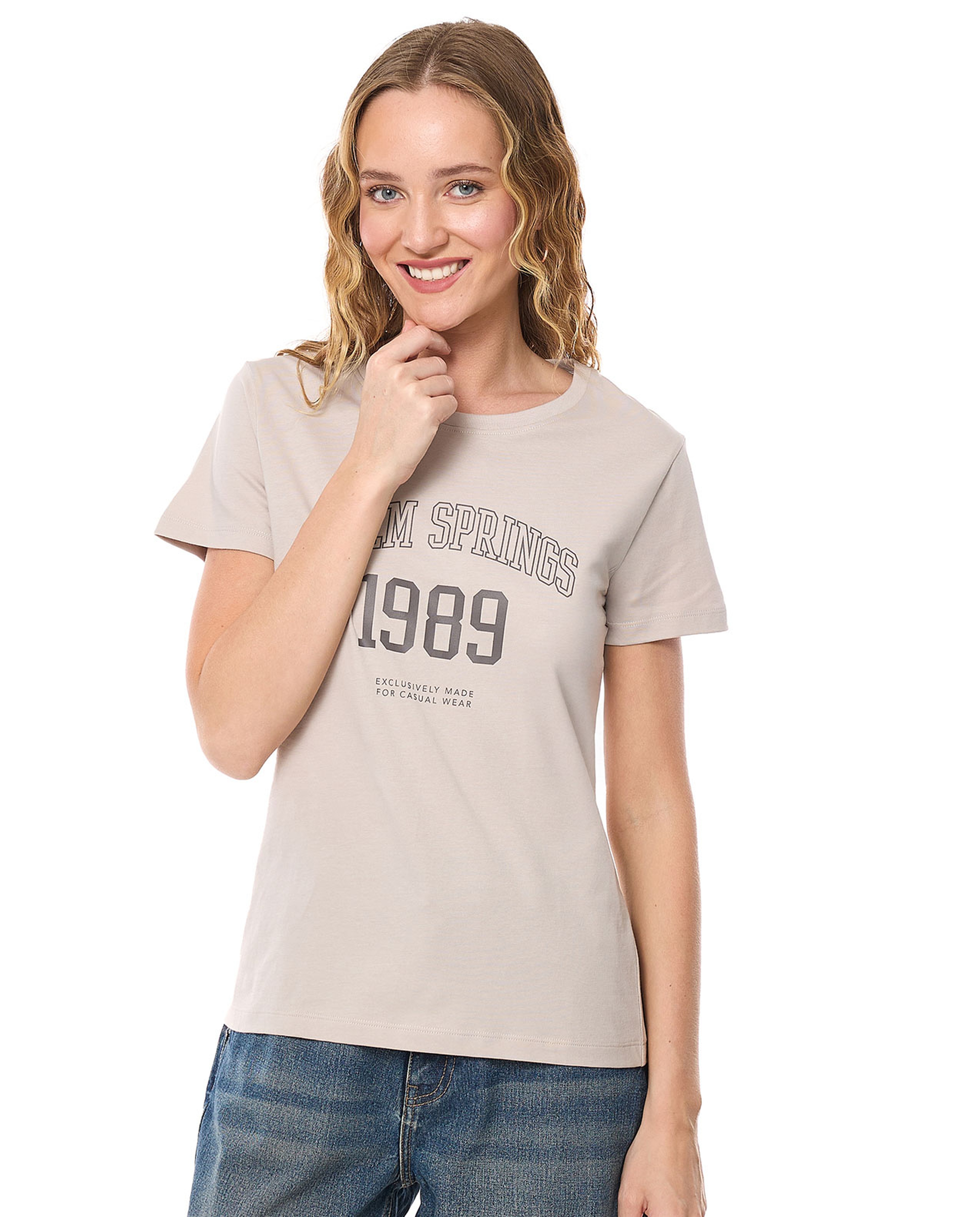 Printed T-Shirt with Crew Neck and Short Sleeves