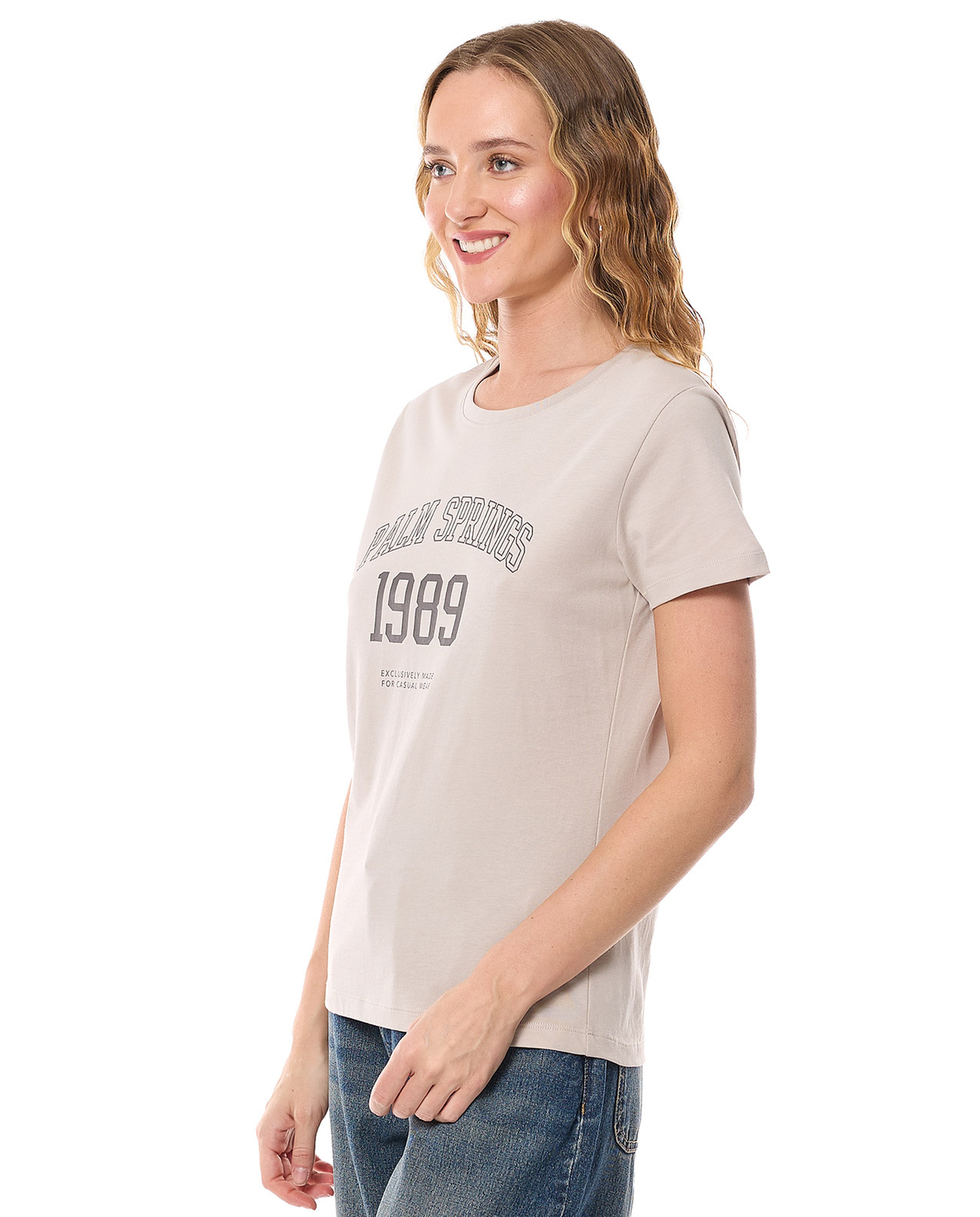 Printed T-Shirt with Crew Neck and Short Sleeves