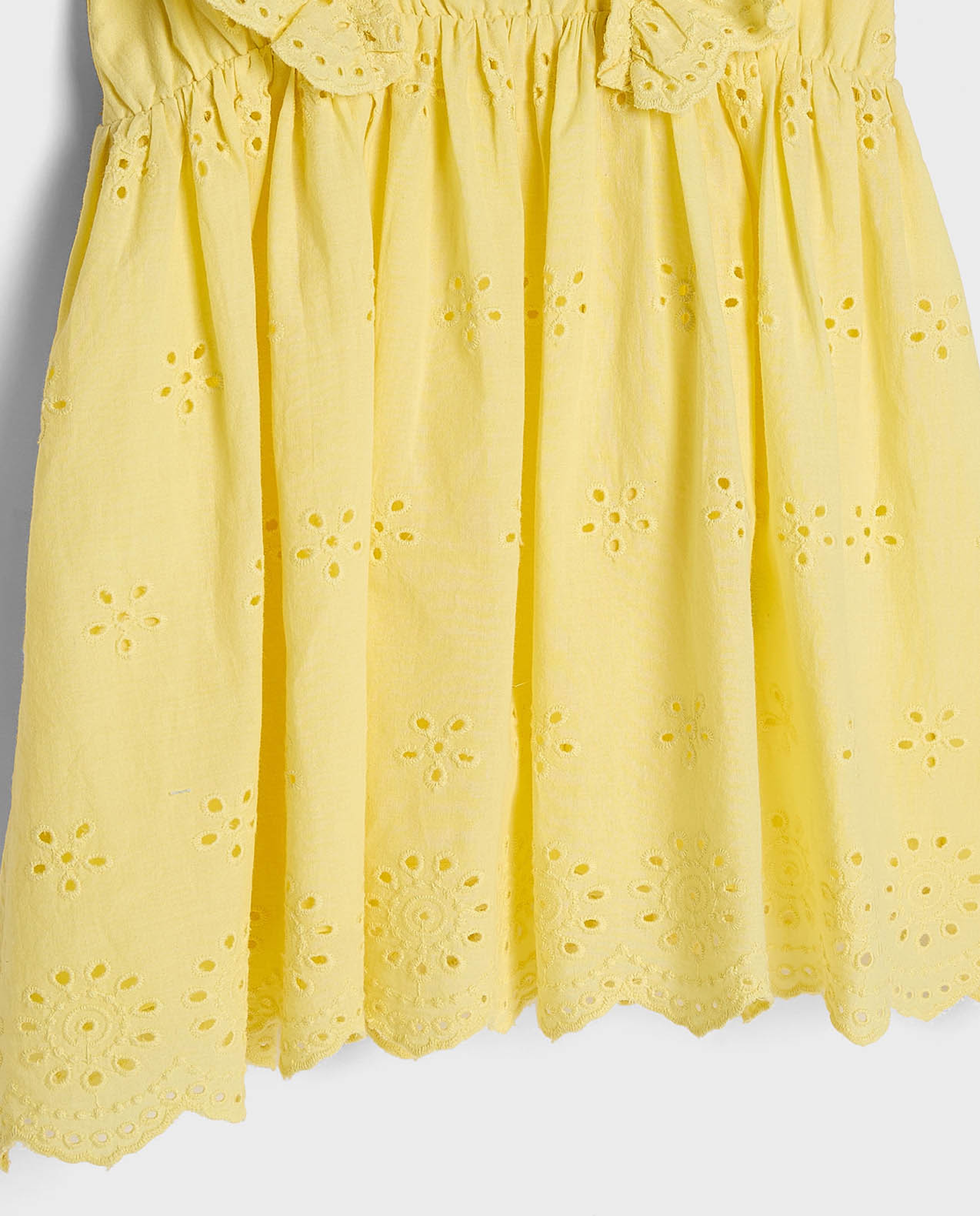 Schiffli Ruffled Dress with Square Neck