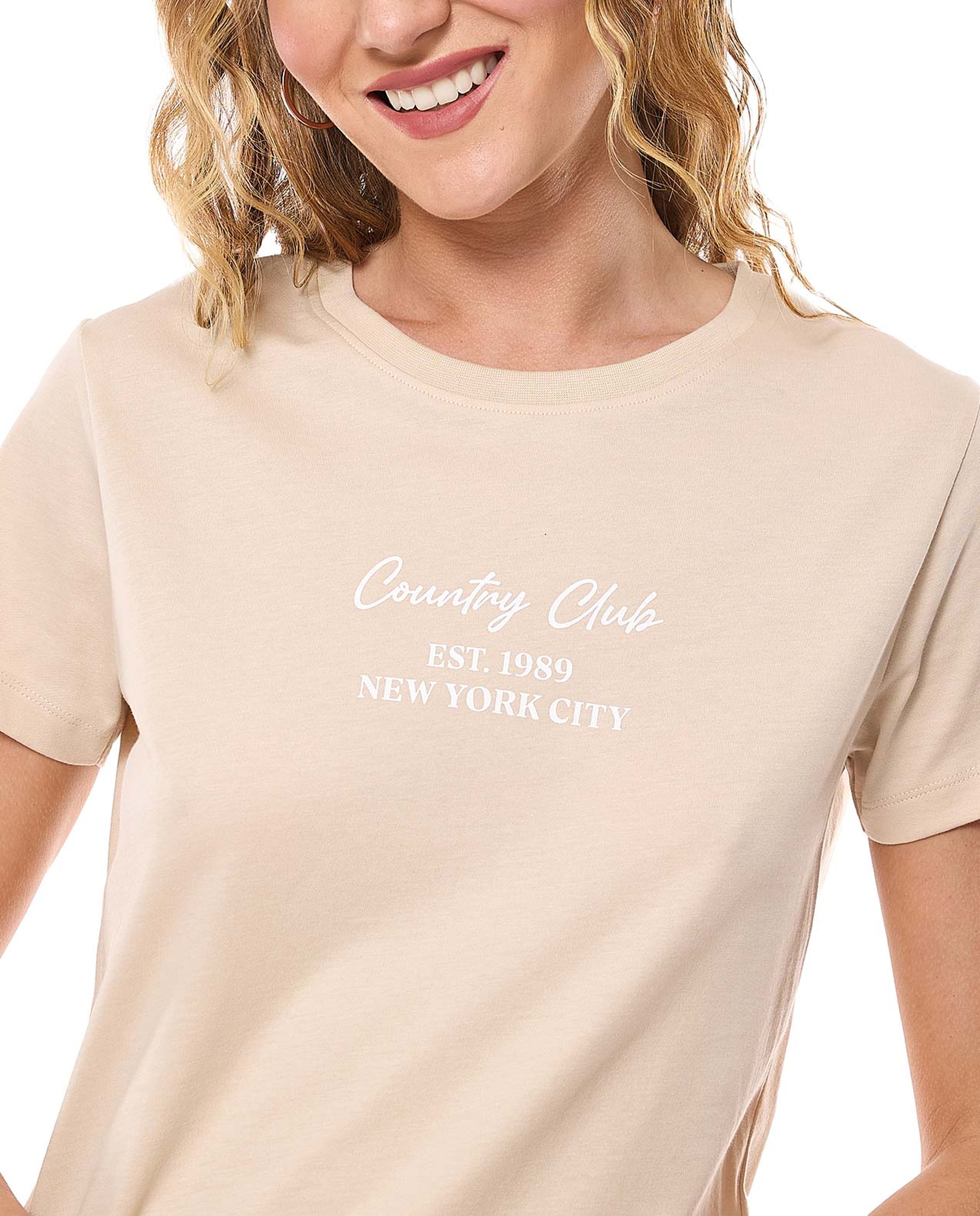 Printed T-Shirt with Crew Neck and Short Sleeves