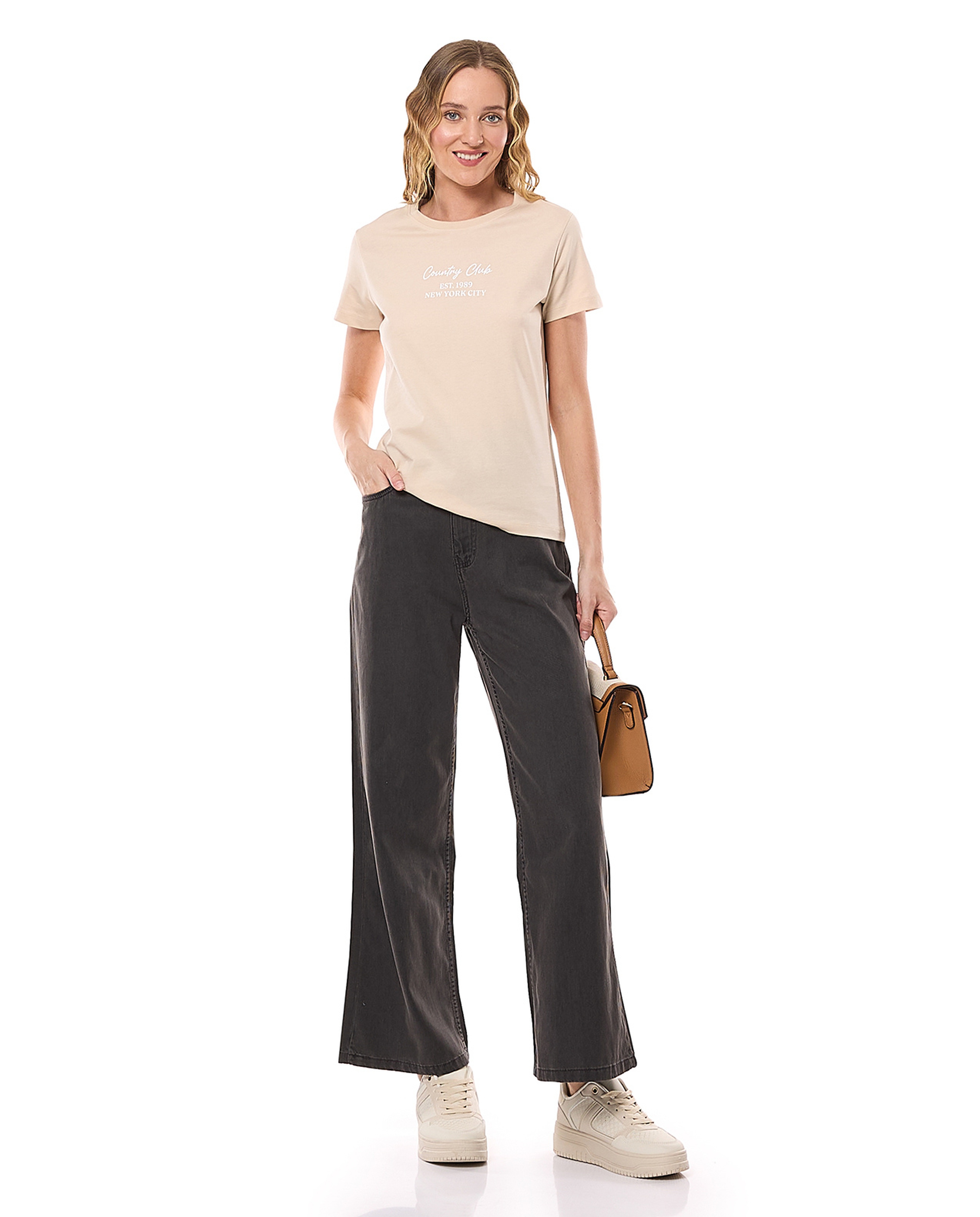 Printed T-Shirt with Crew Neck and Short Sleeves