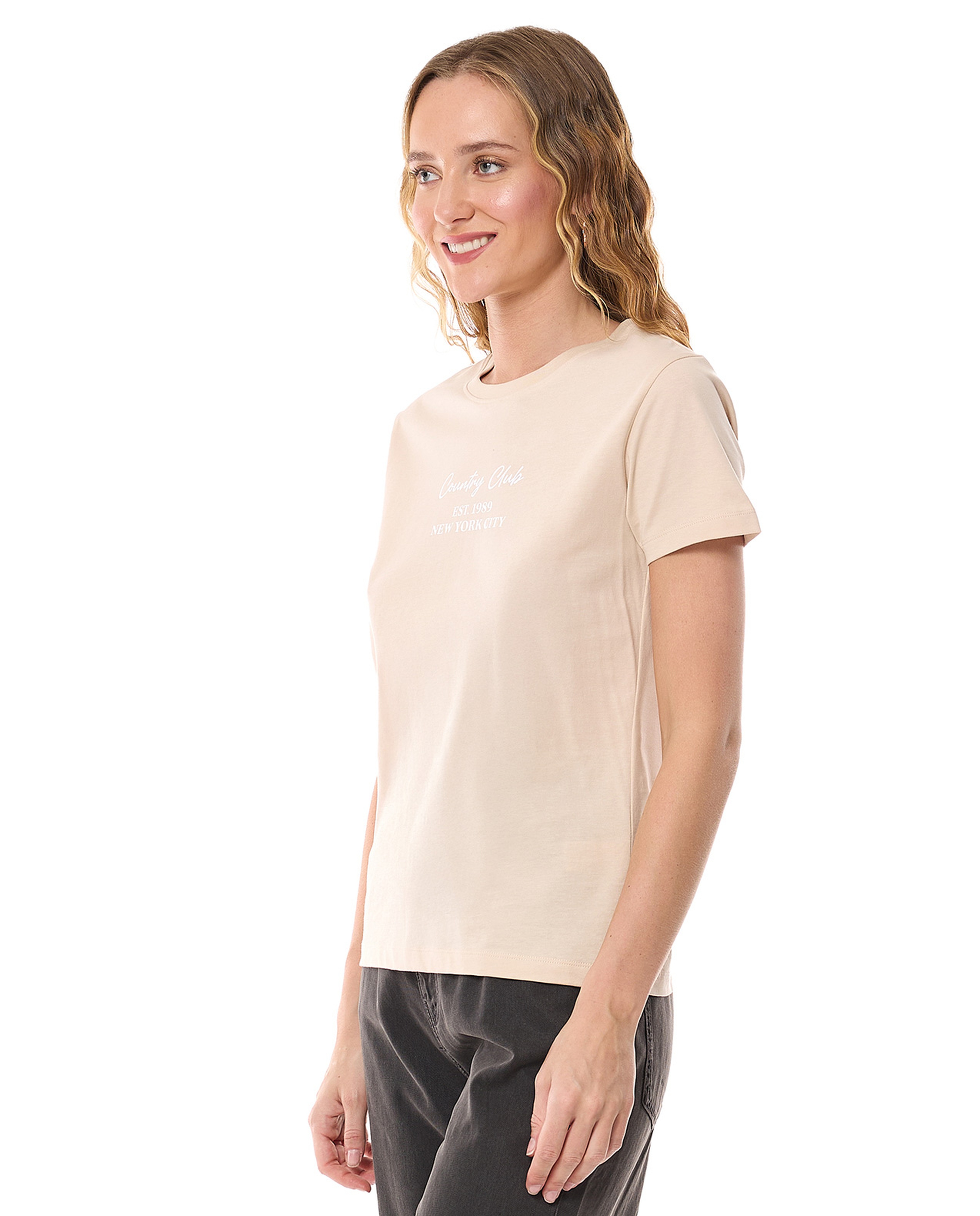 Printed T-Shirt with Crew Neck and Short Sleeves