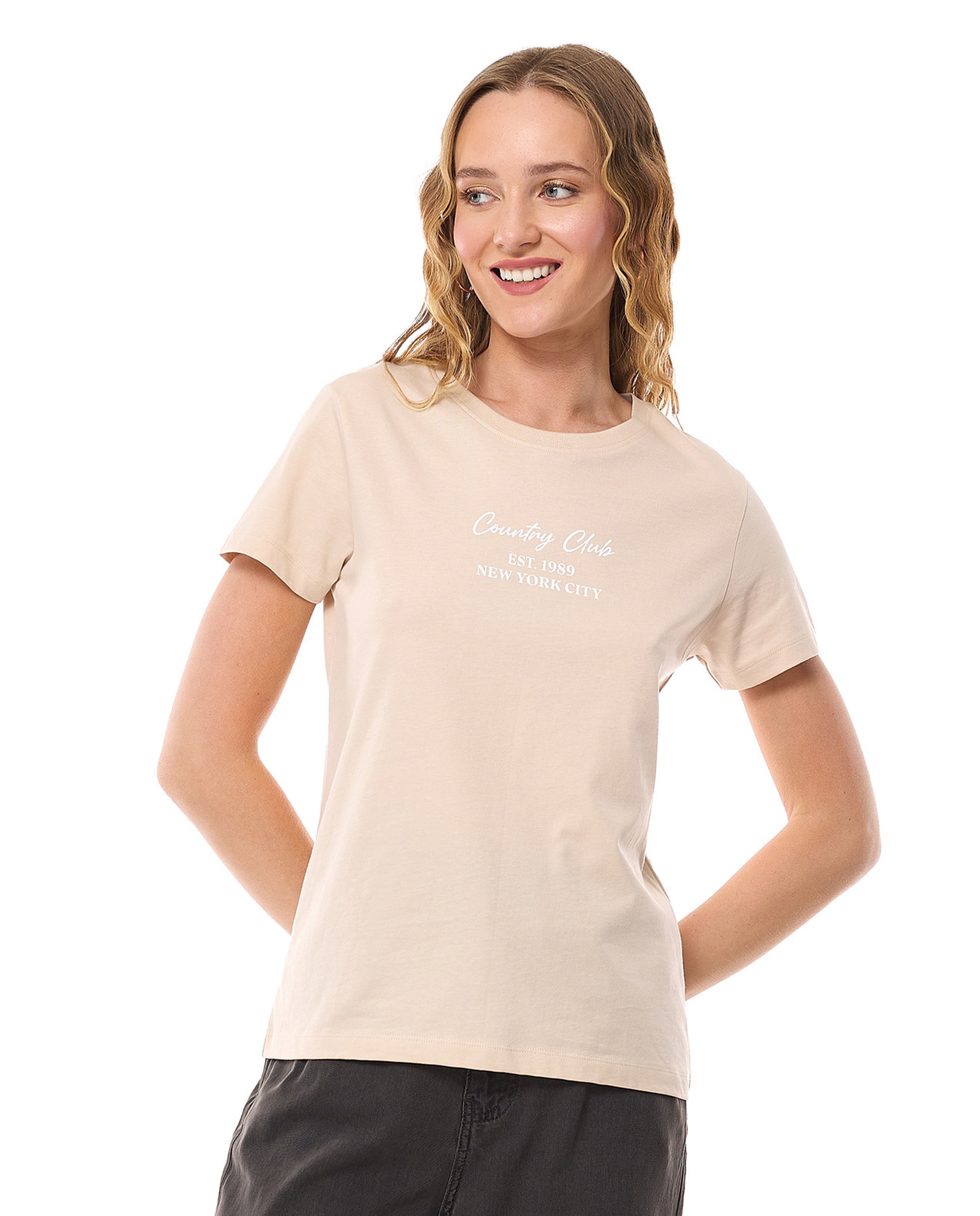 Printed T-Shirt with Crew Neck and Short Sleeves