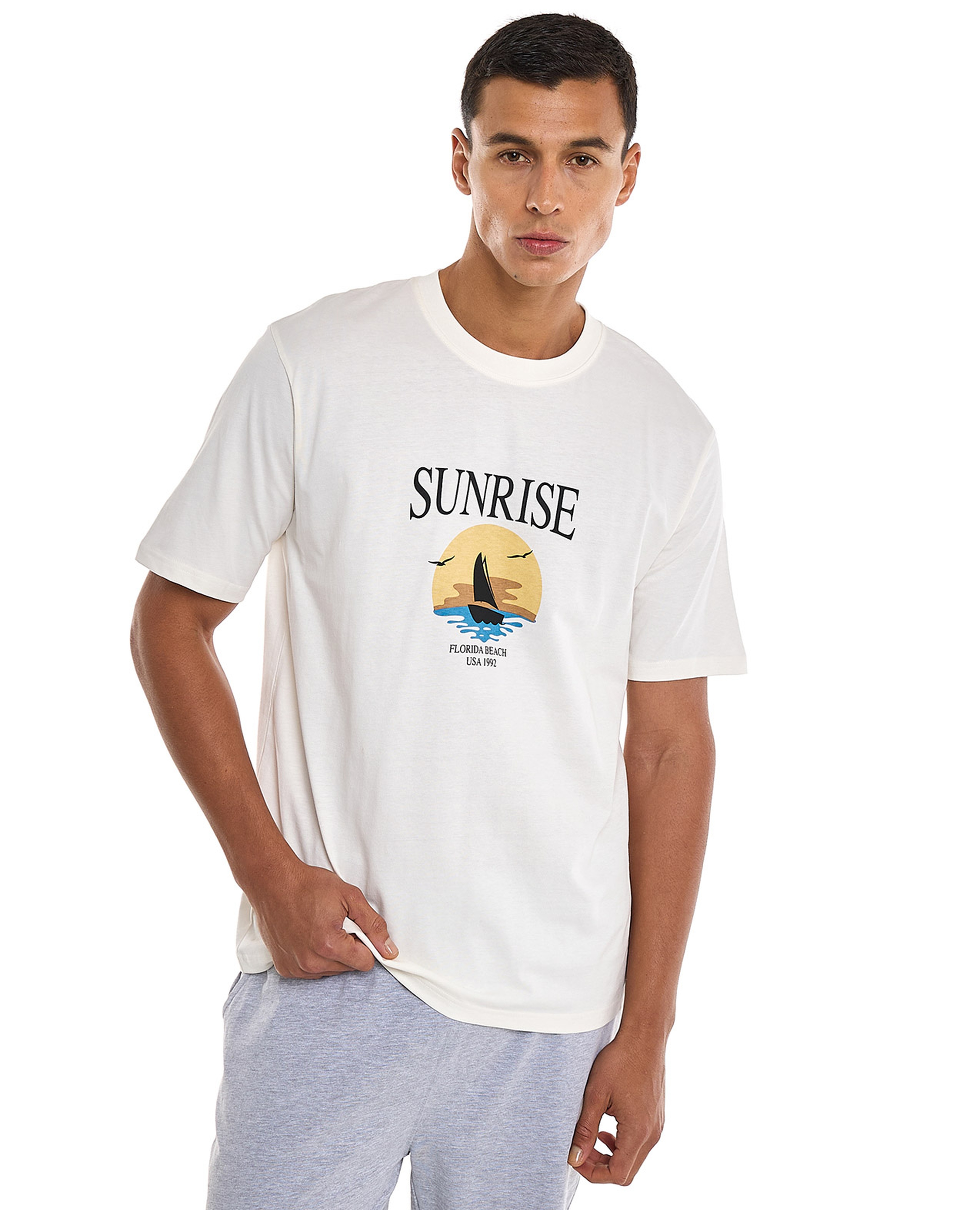 Printed T-Shirt with Crew Neck and Short Sleeves