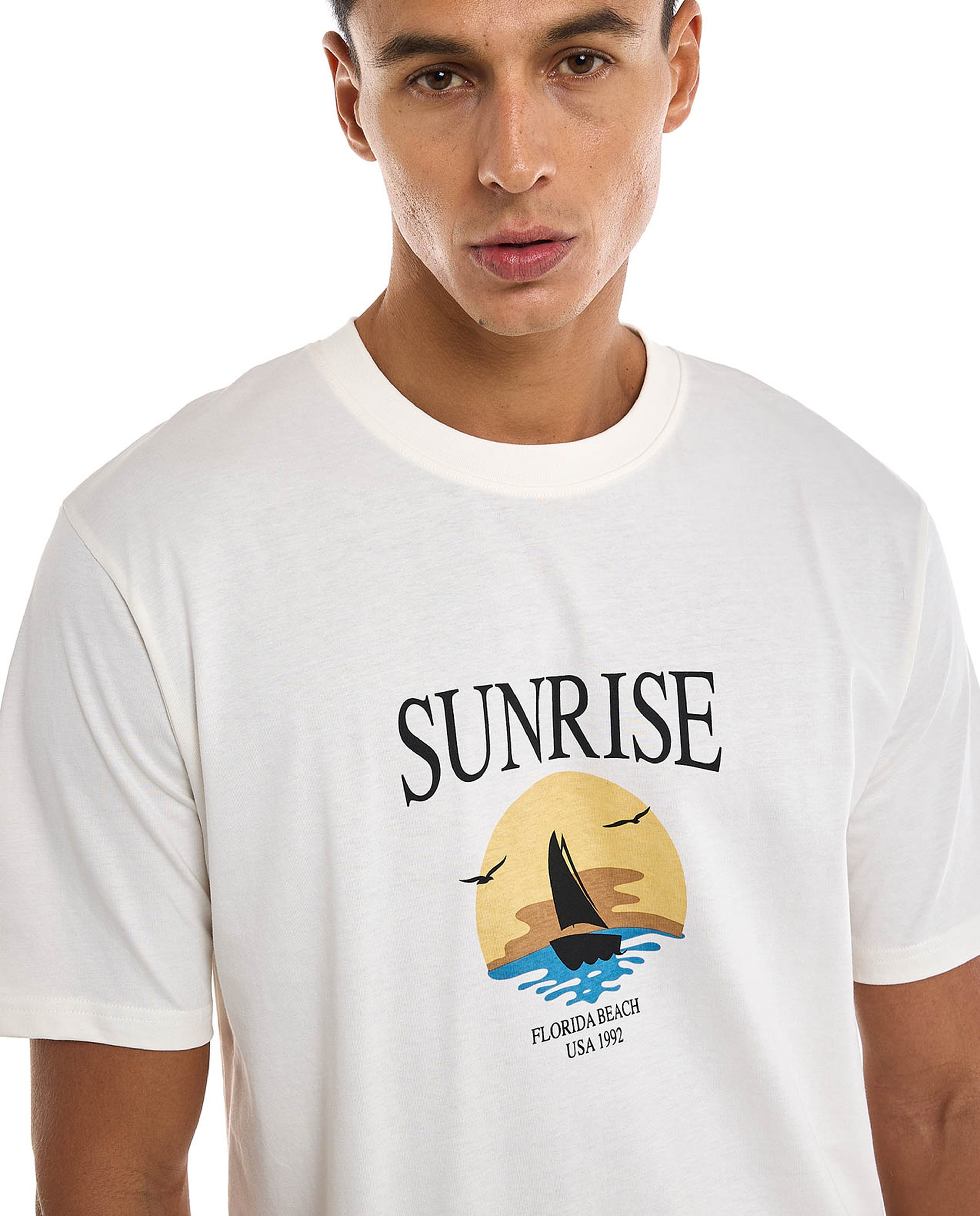 Printed T-Shirt with Crew Neck and Short Sleeves