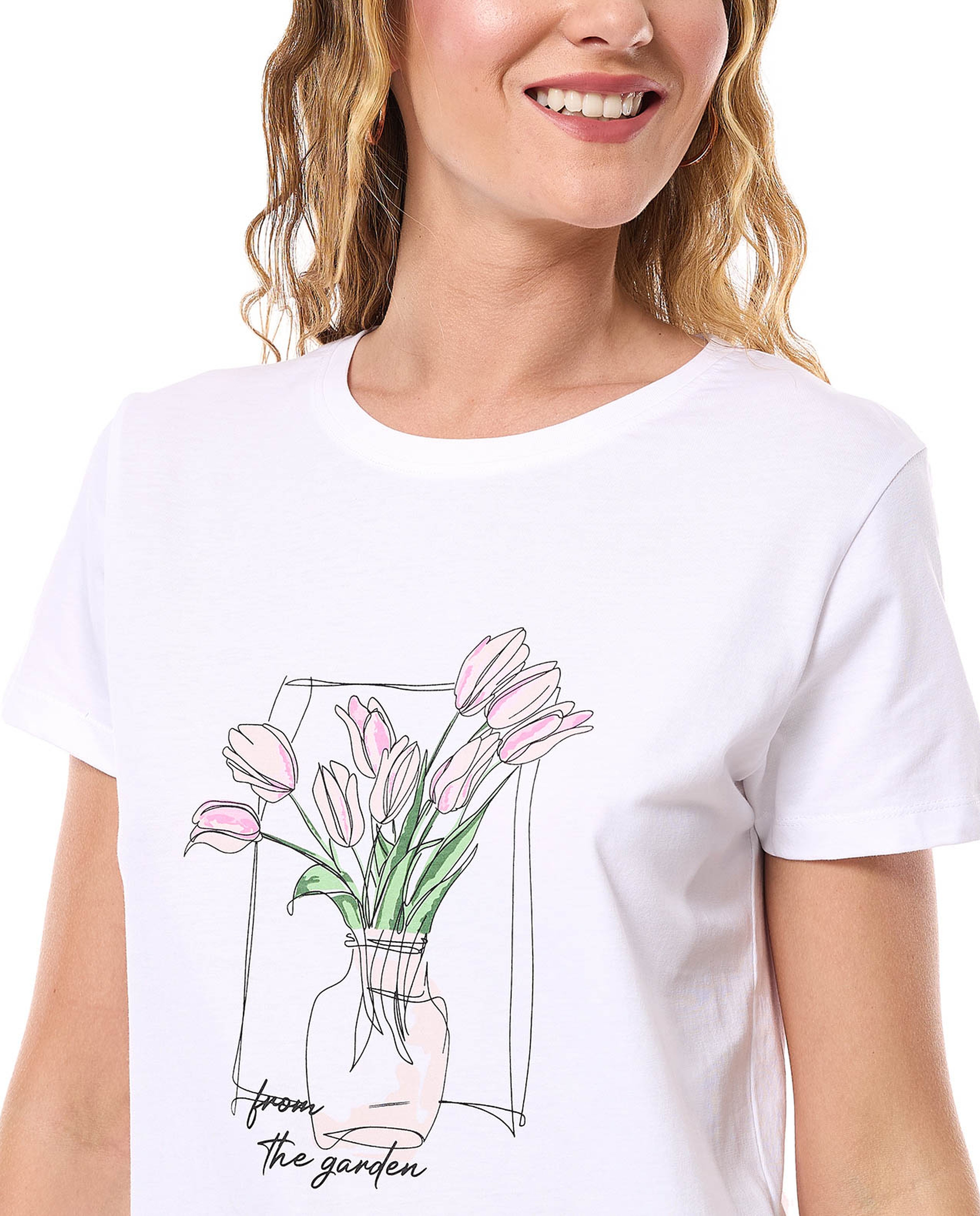 Printed T-Shirt with Crew Neck and Short Sleeves