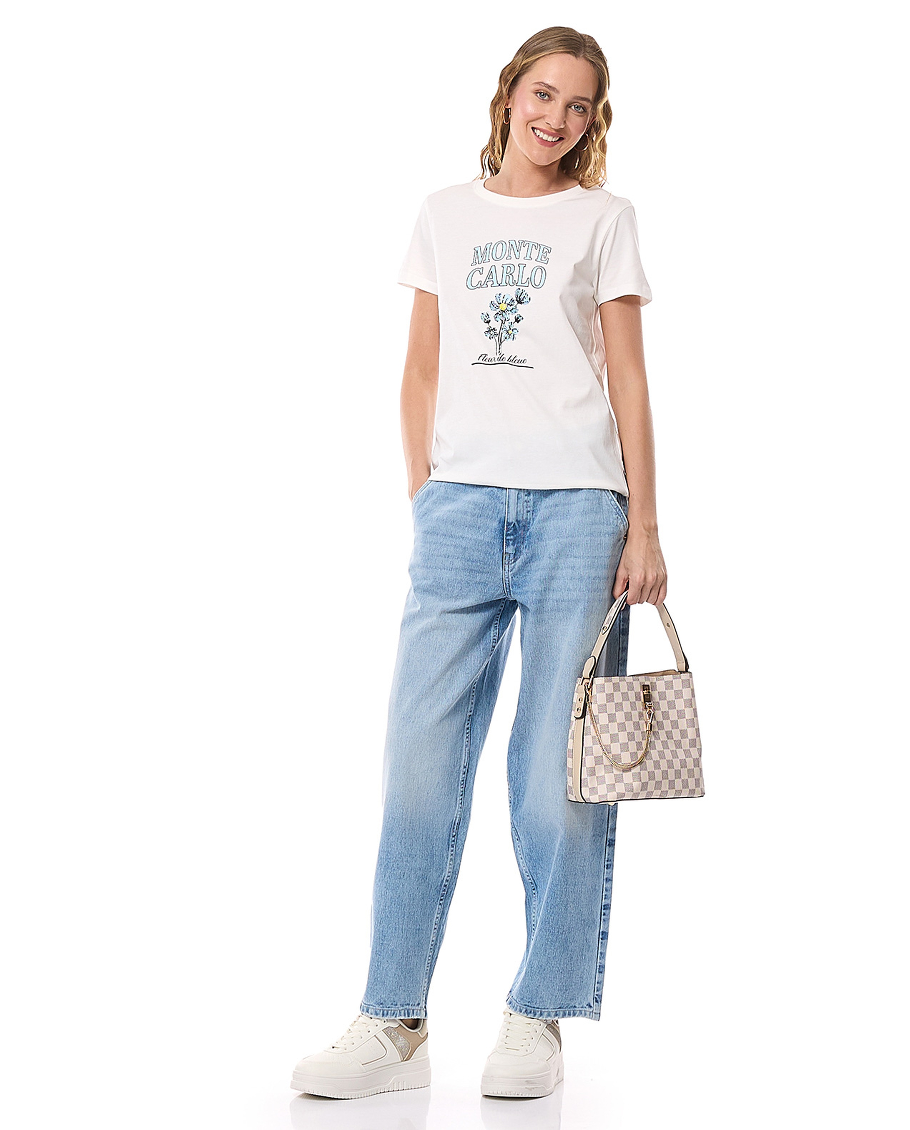 Printed T-Shirt with Crew Neck and Short Sleeves