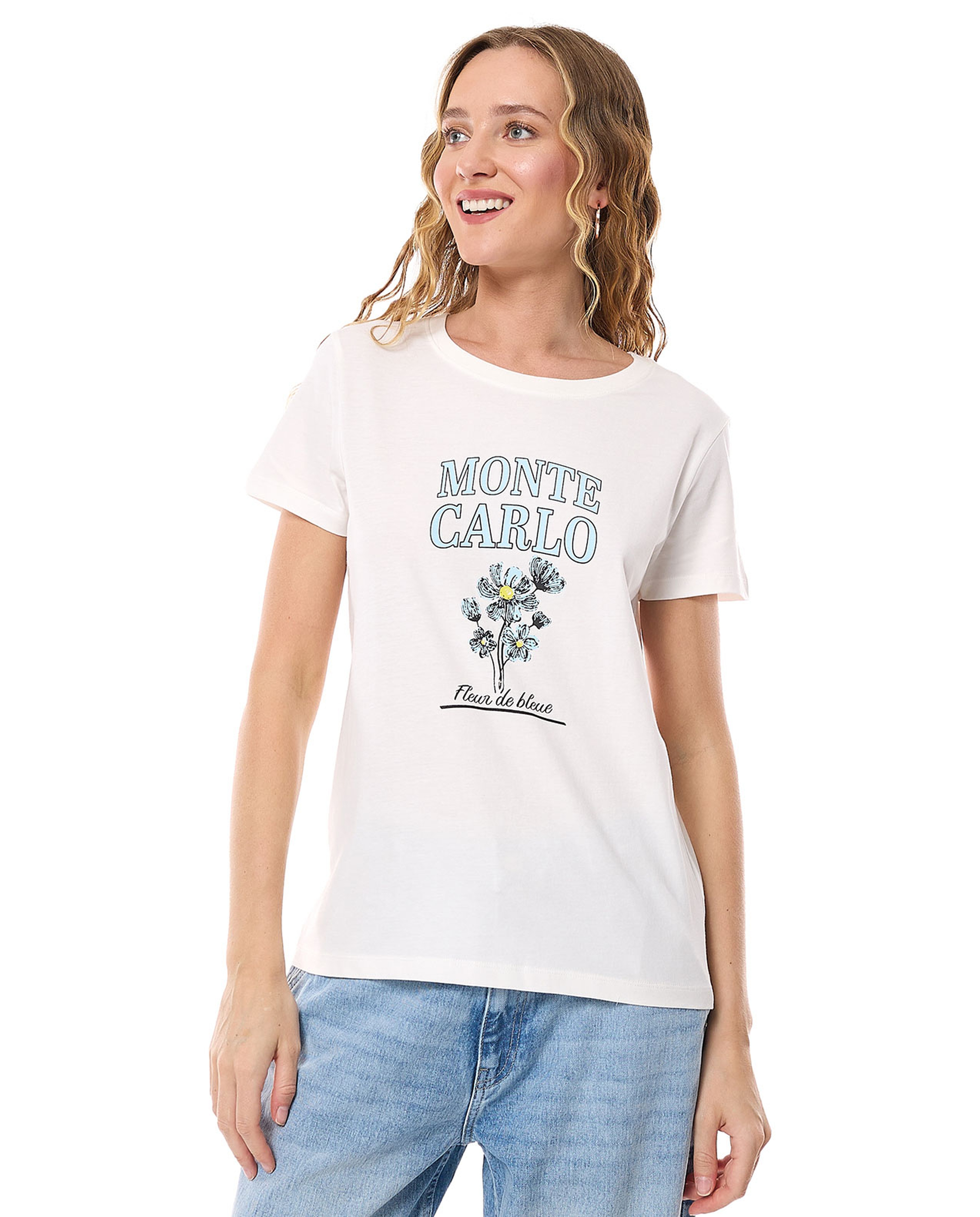 Printed T-Shirt with Crew Neck and Short Sleeves