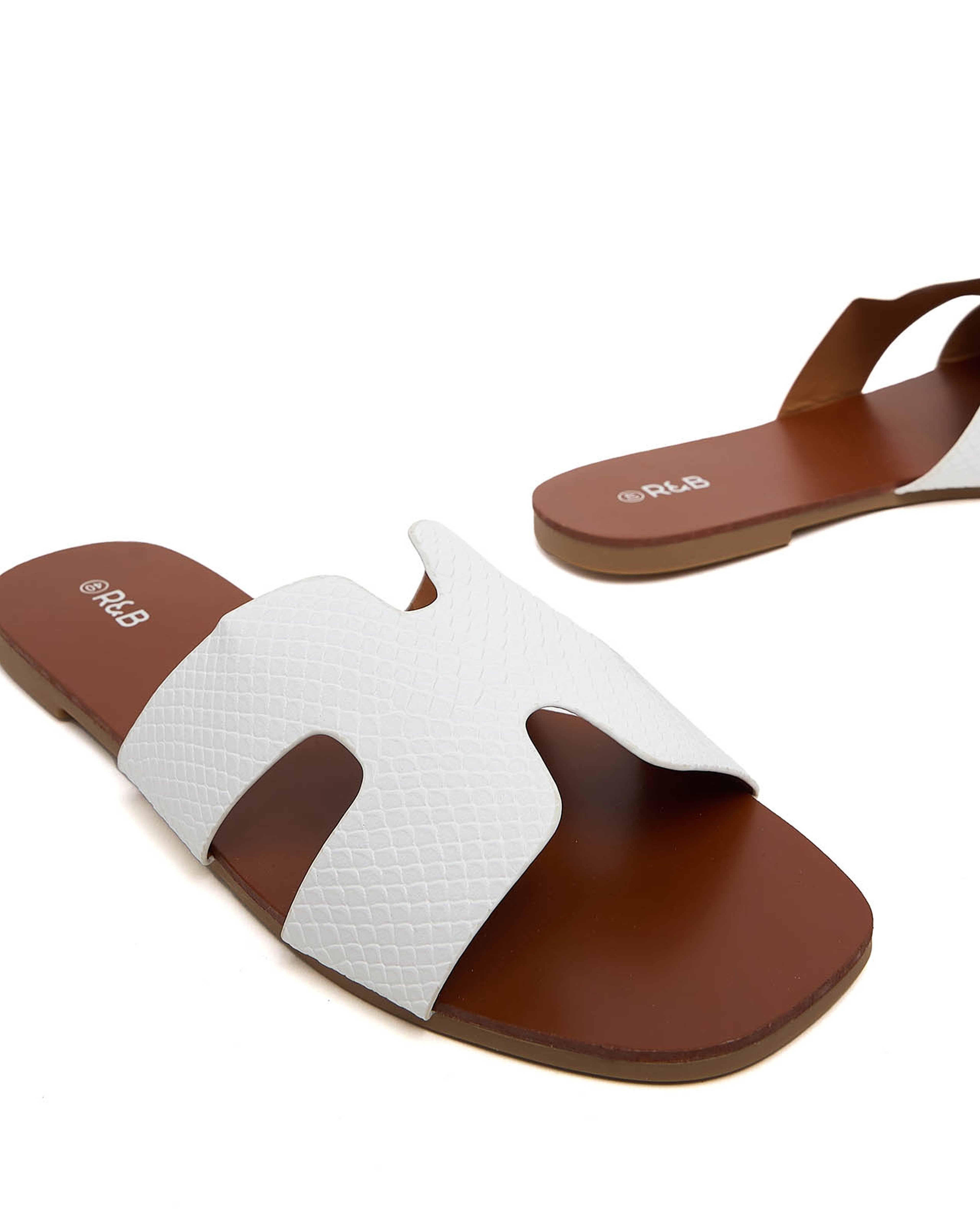 Croc Textured Flat Sandals