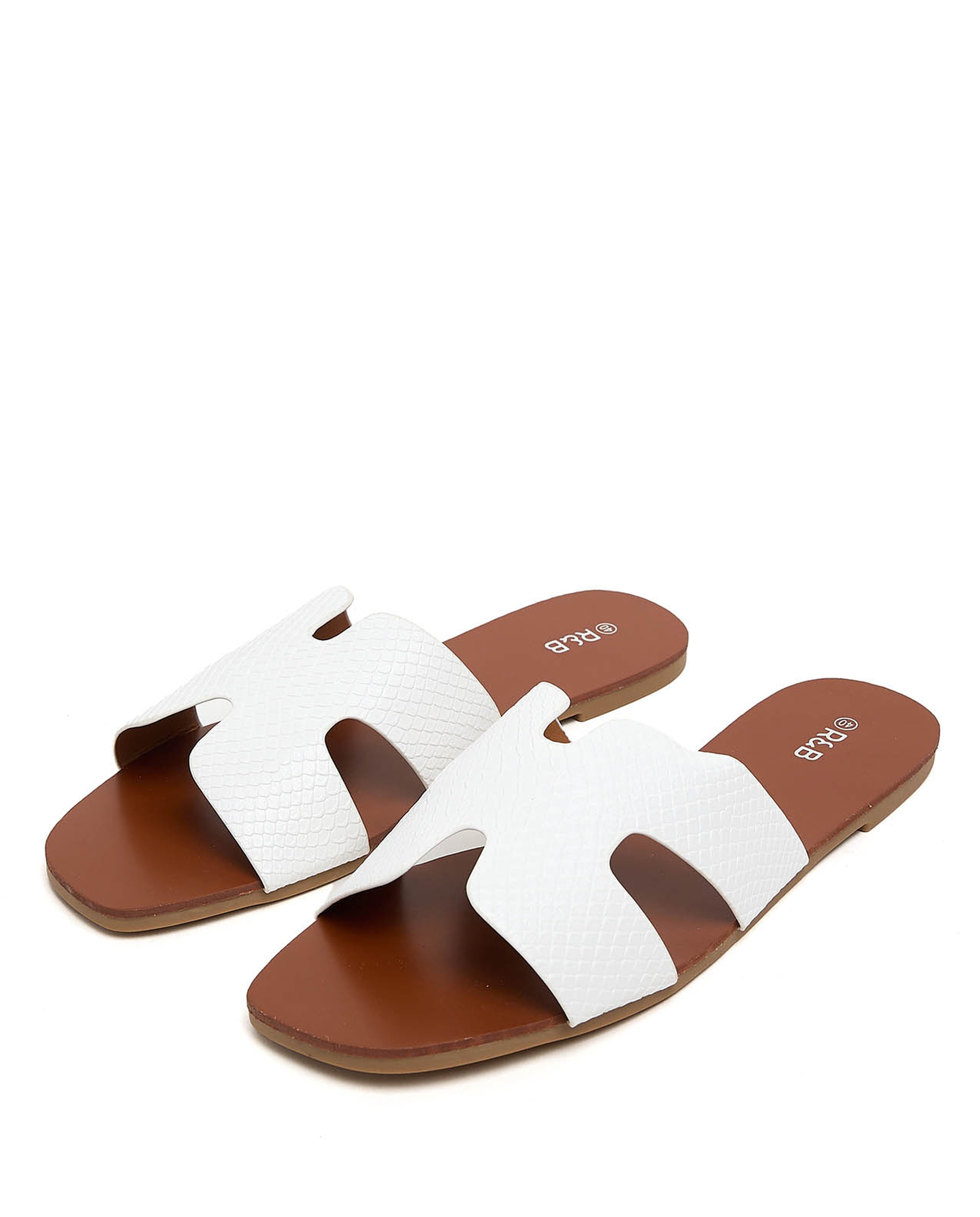 Croc Textured Flat Sandals