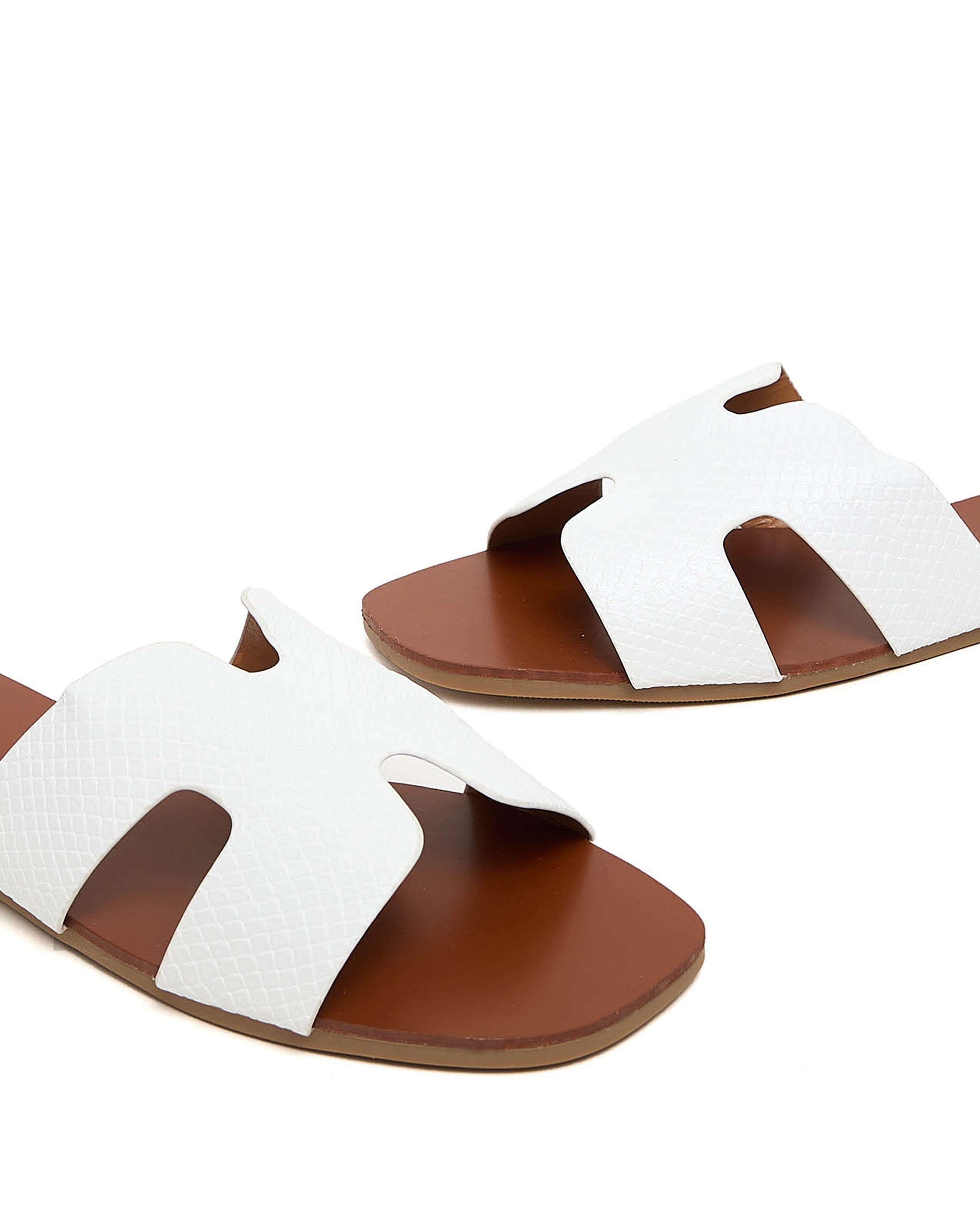 Croc Textured Flat Sandals