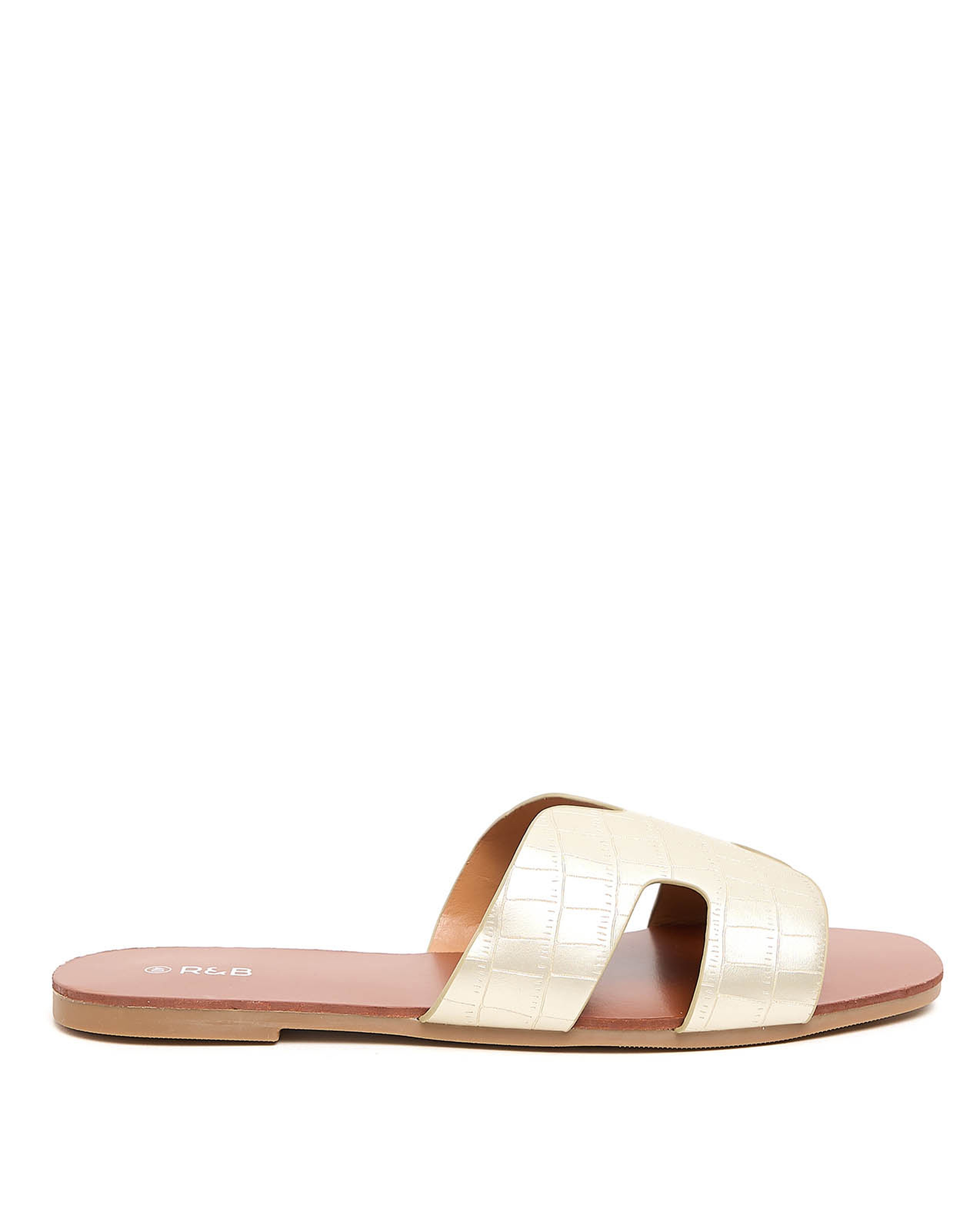 Croc Textured Flat Sandals