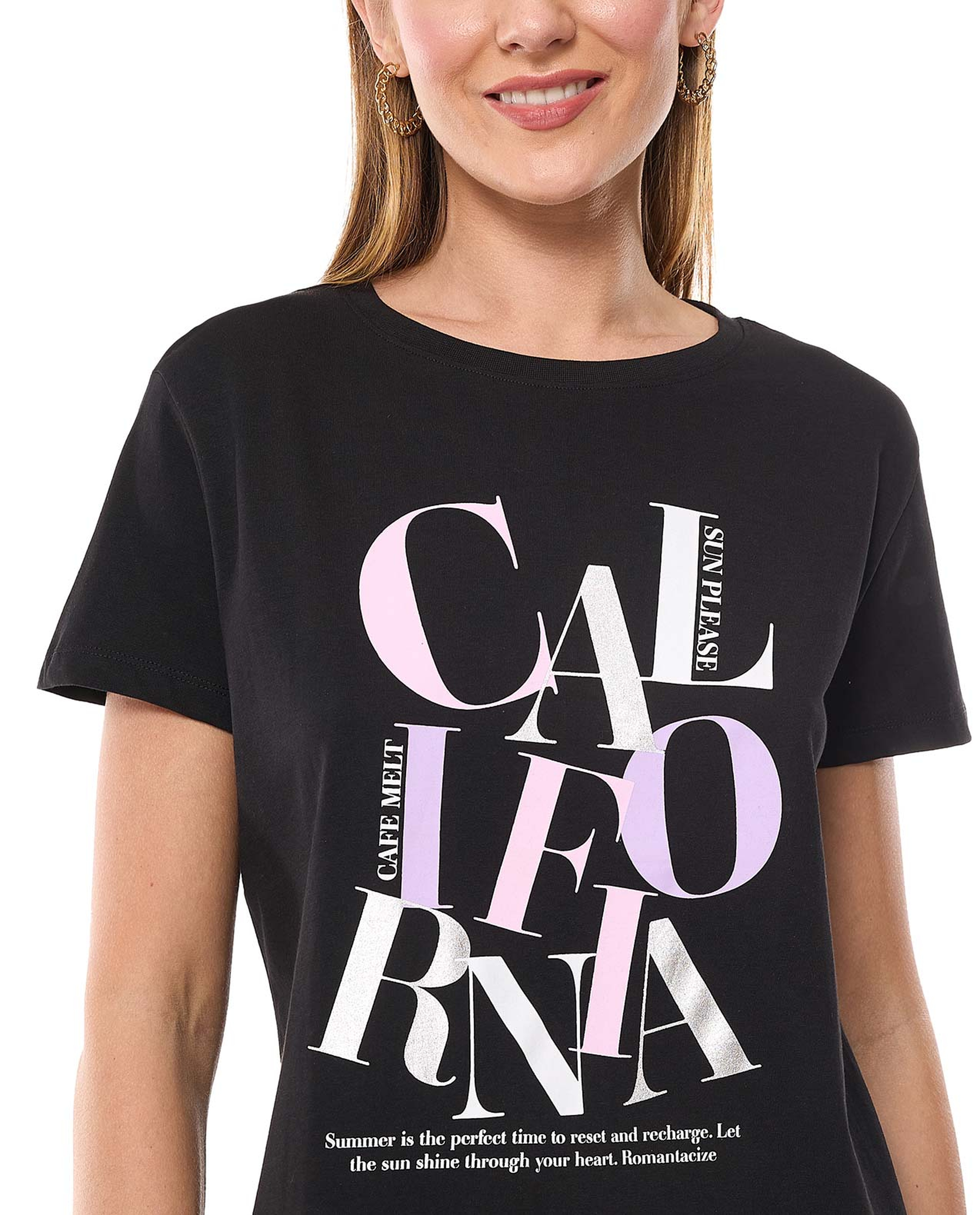 Printed T-Shirt with Crew Neck and Short Sleeves