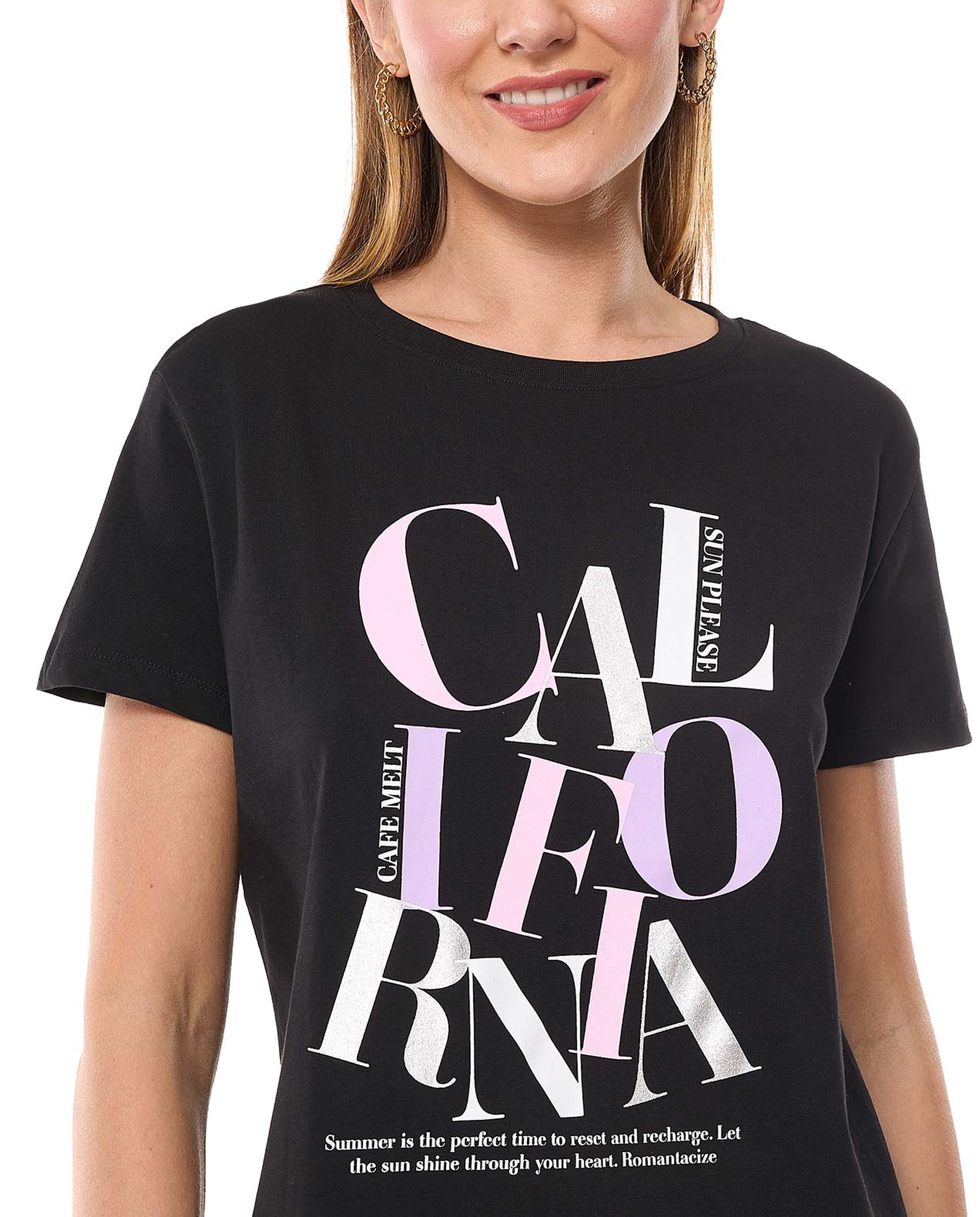 Printed T-Shirt with Crew Neck and Short Sleeves