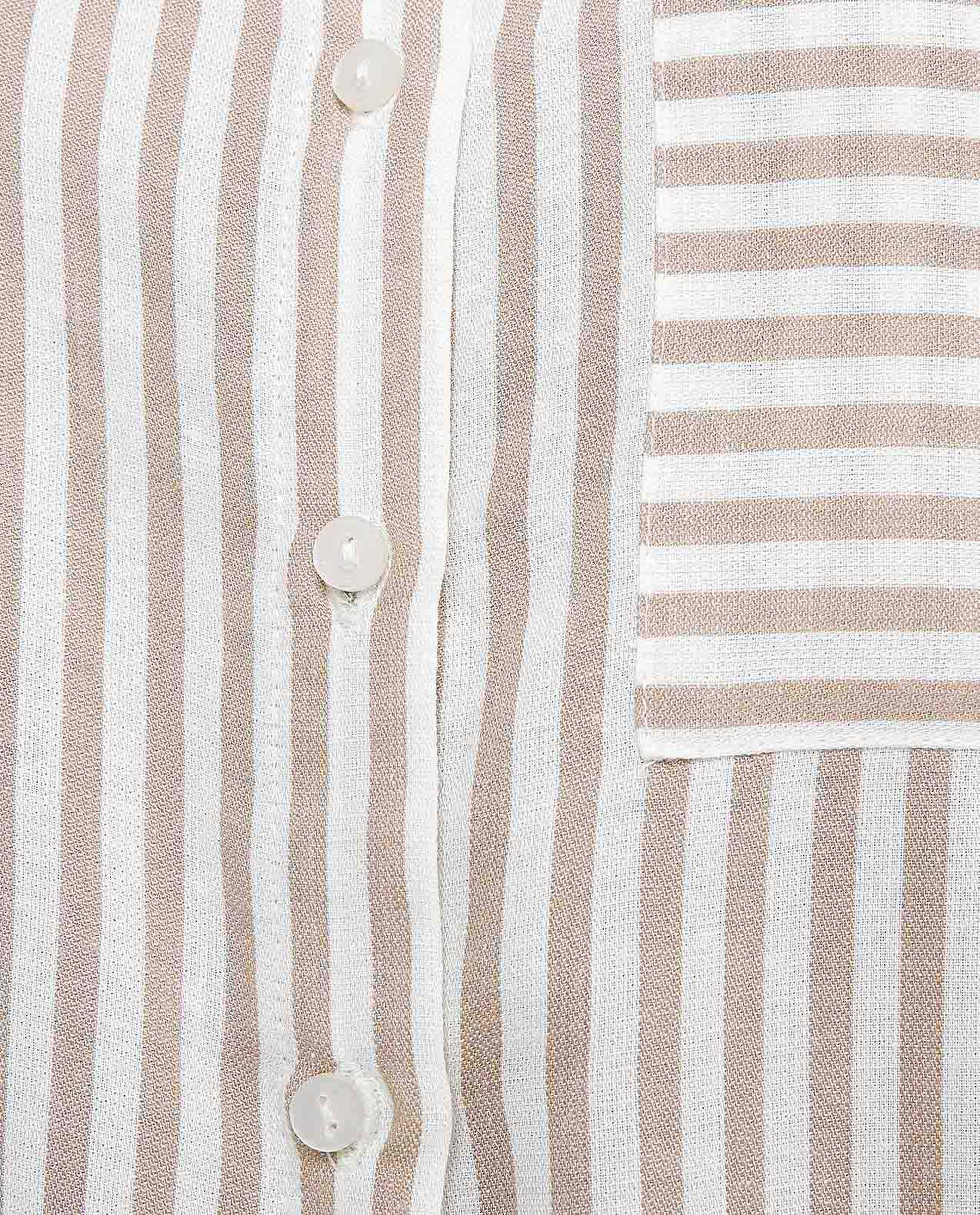 Striped Tunic with Classic Collar and Long Sleeves