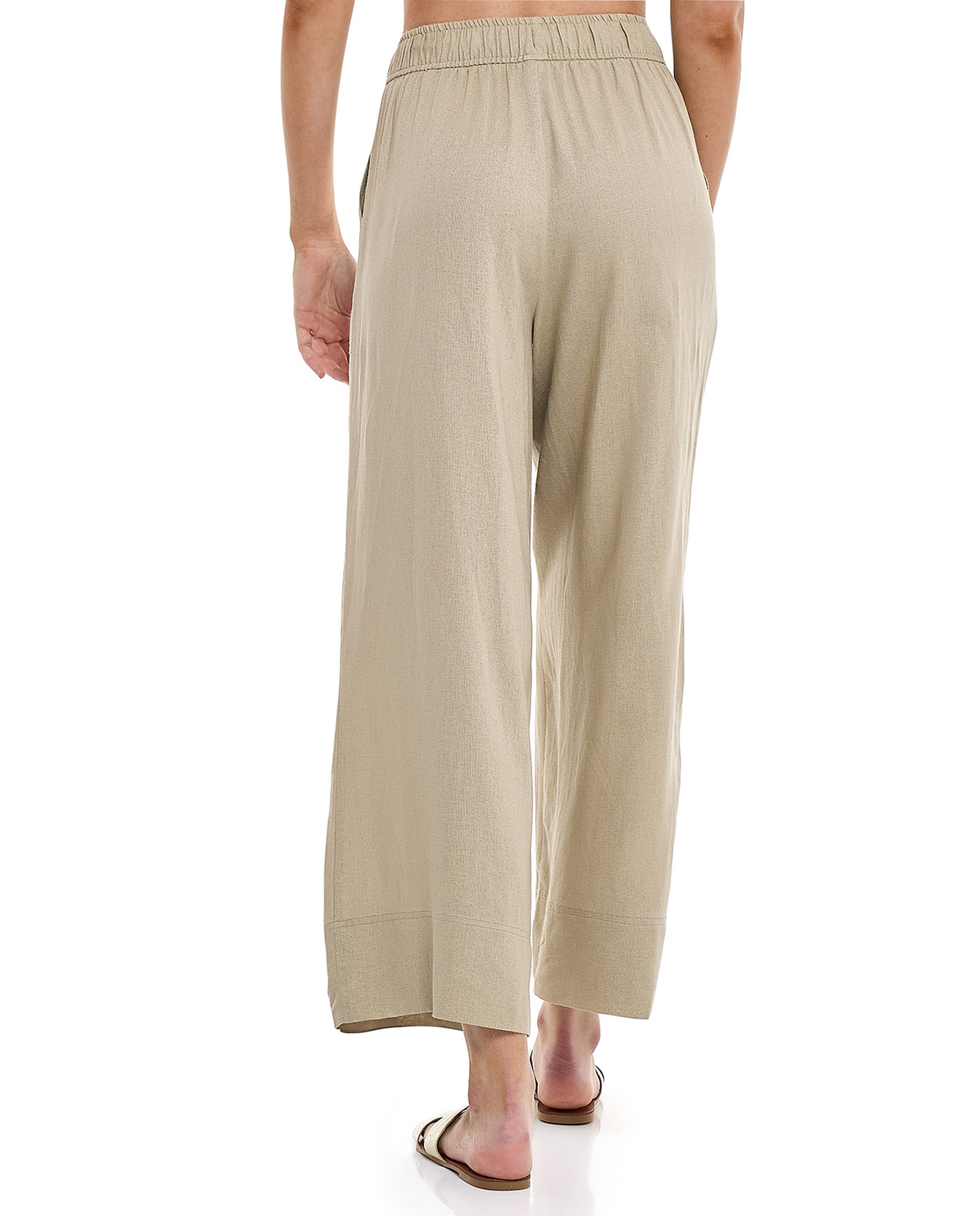 Solid Wide Leg Pants with Drawstring Waist