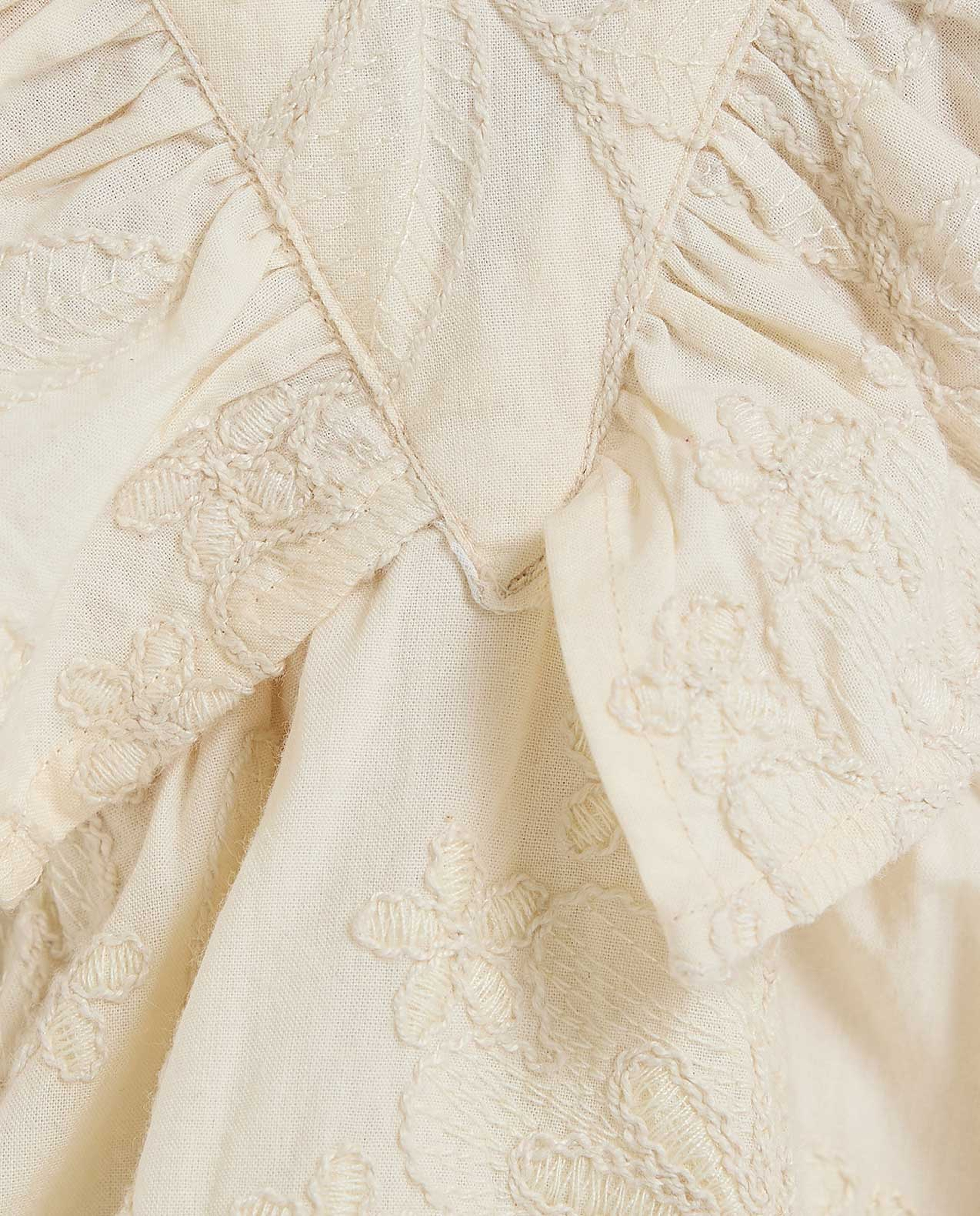 Embroidered Dress with Square Neck and Flutter Sleeves