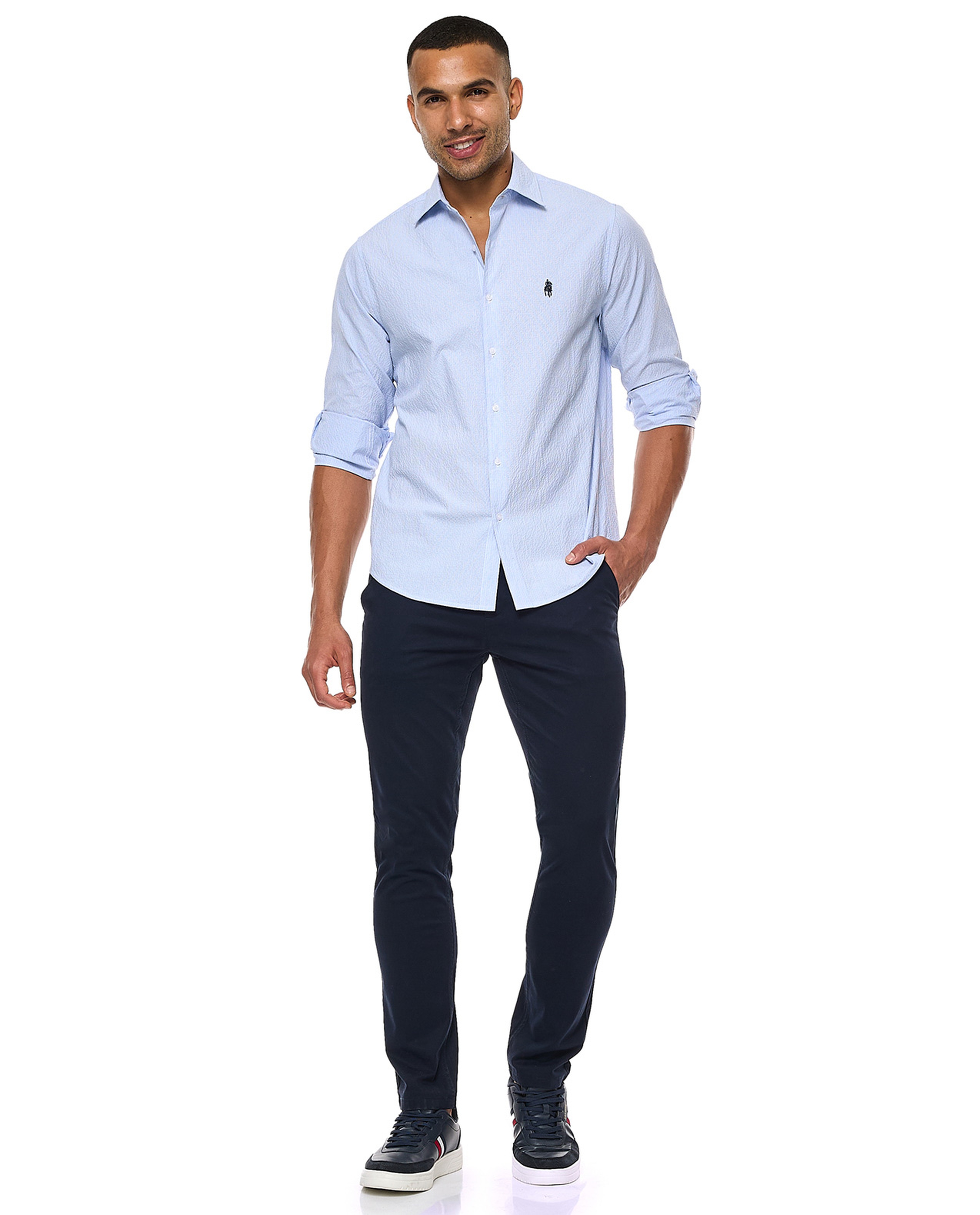 Striped Shirt with Classic Collar and Long Sleeves