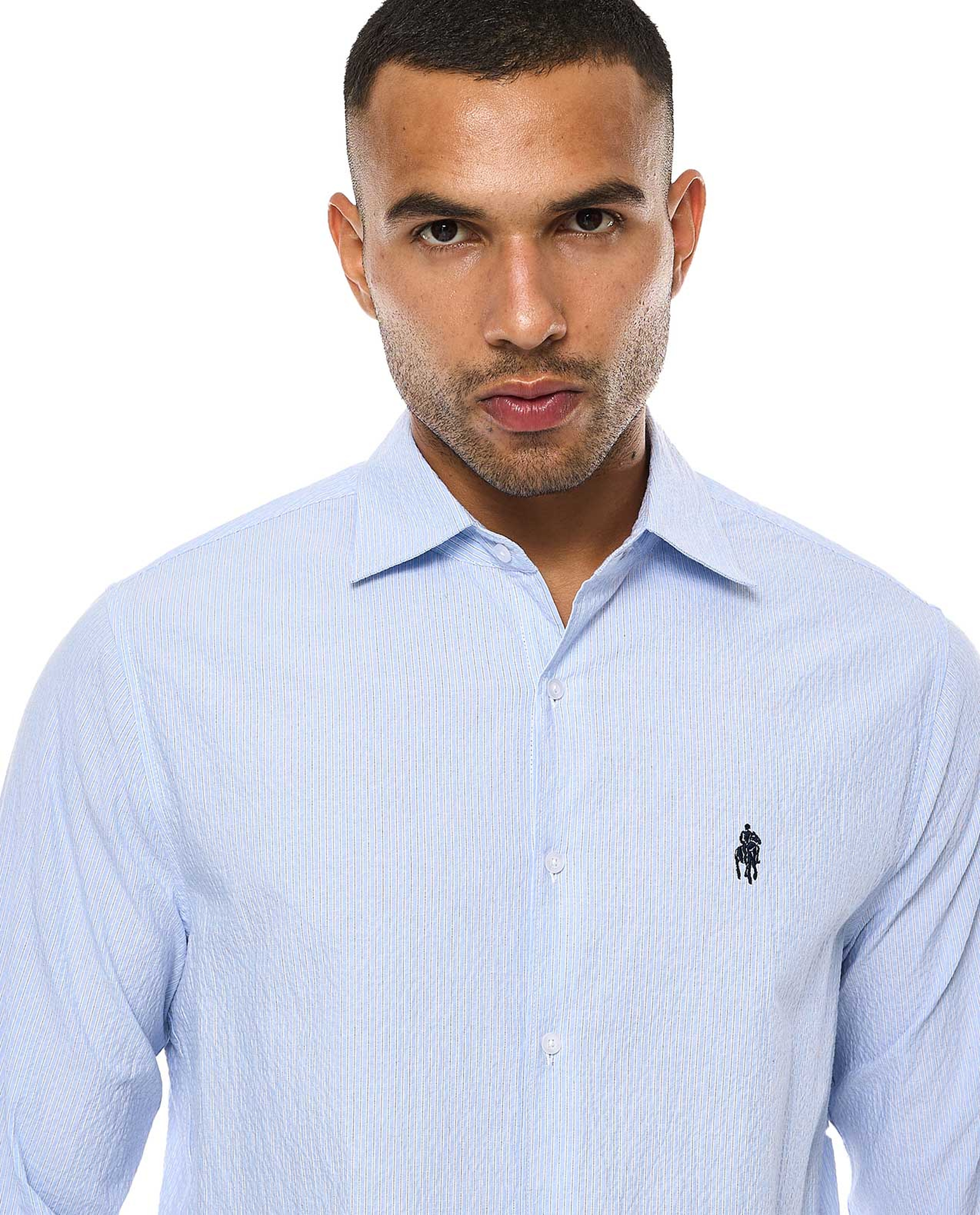 Striped Shirt with Classic Collar and Long Sleeves