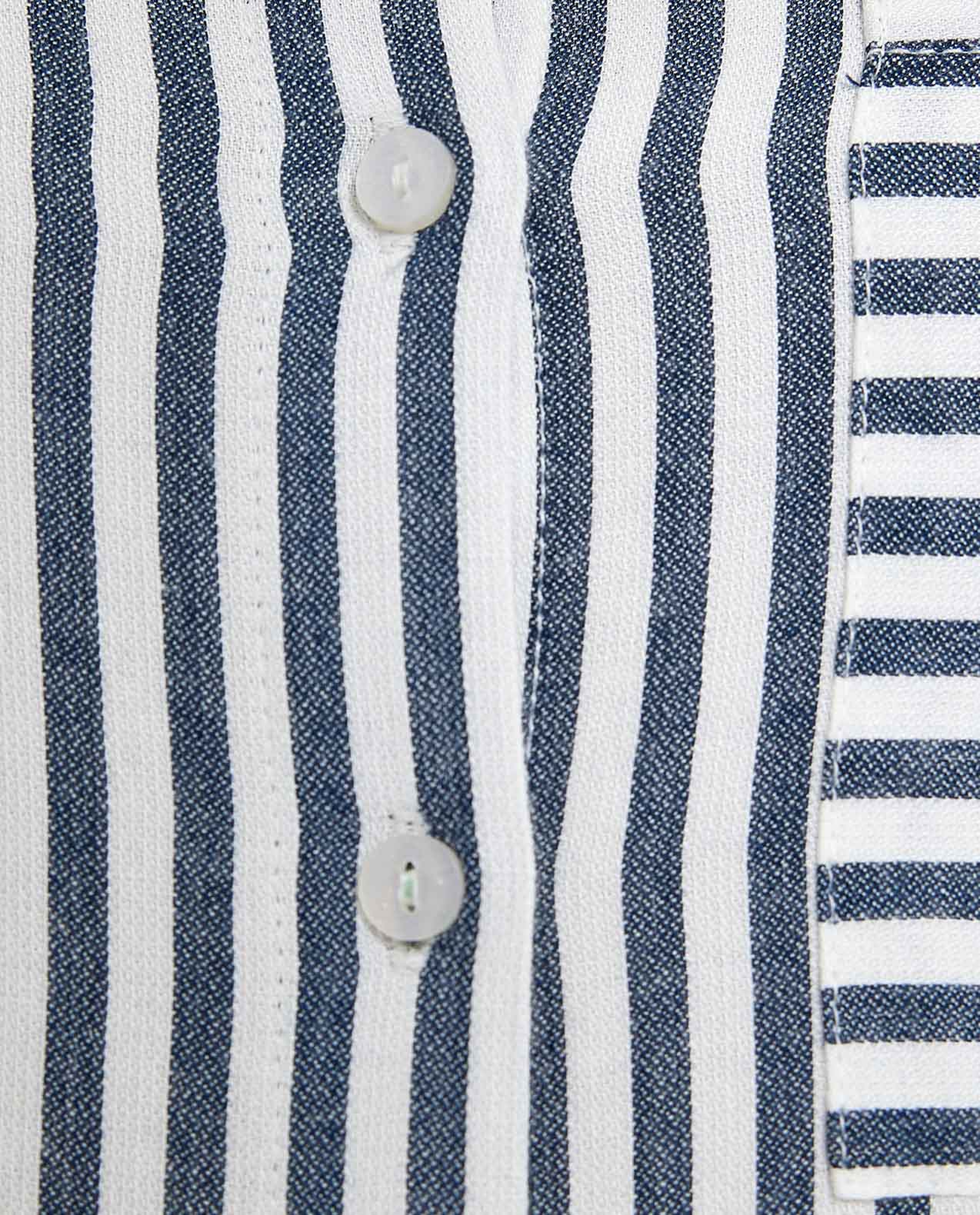 Striped Tunic with Classic Collar and Long Sleeves