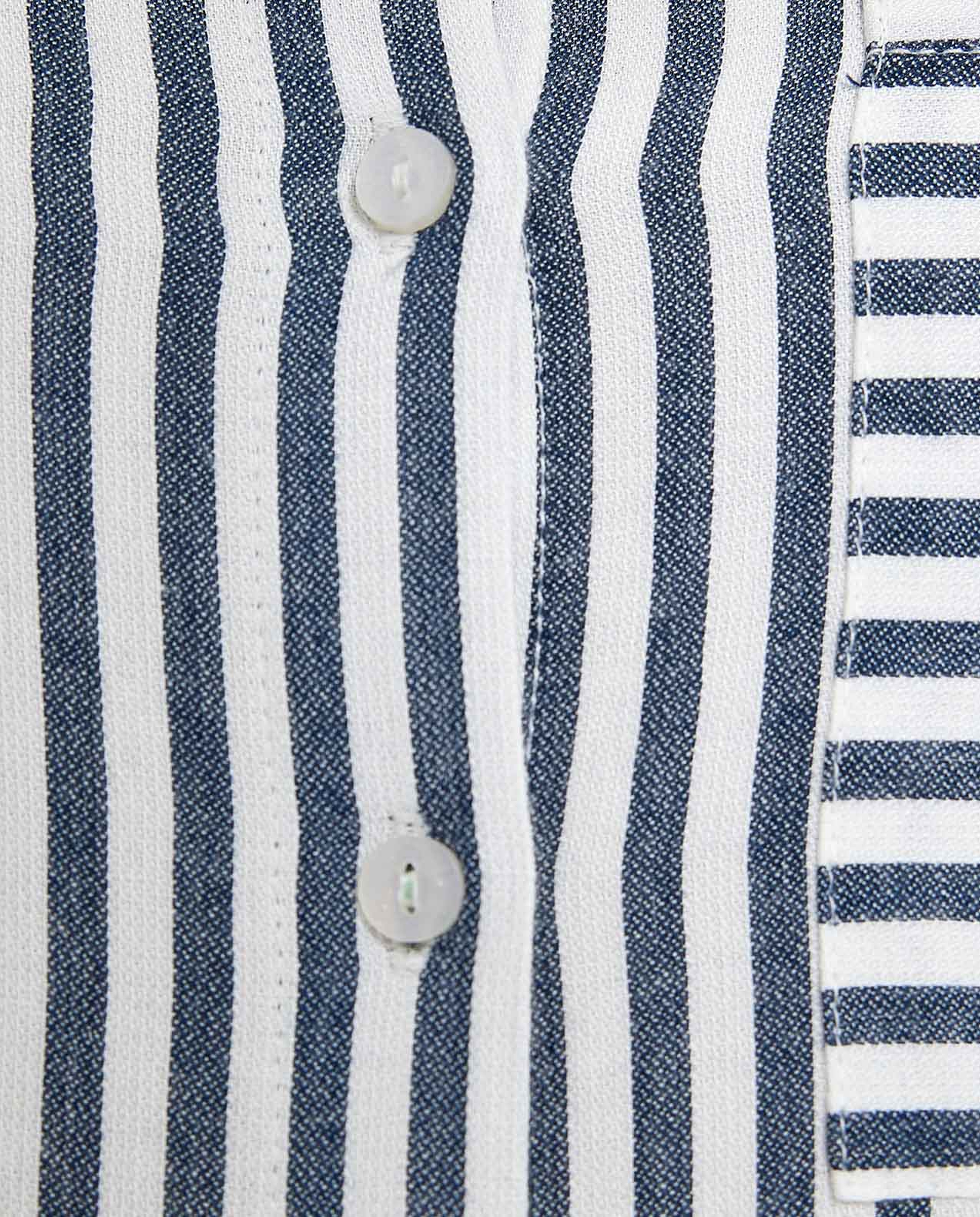 Striped Tunic with Classic Collar and Long Sleeves