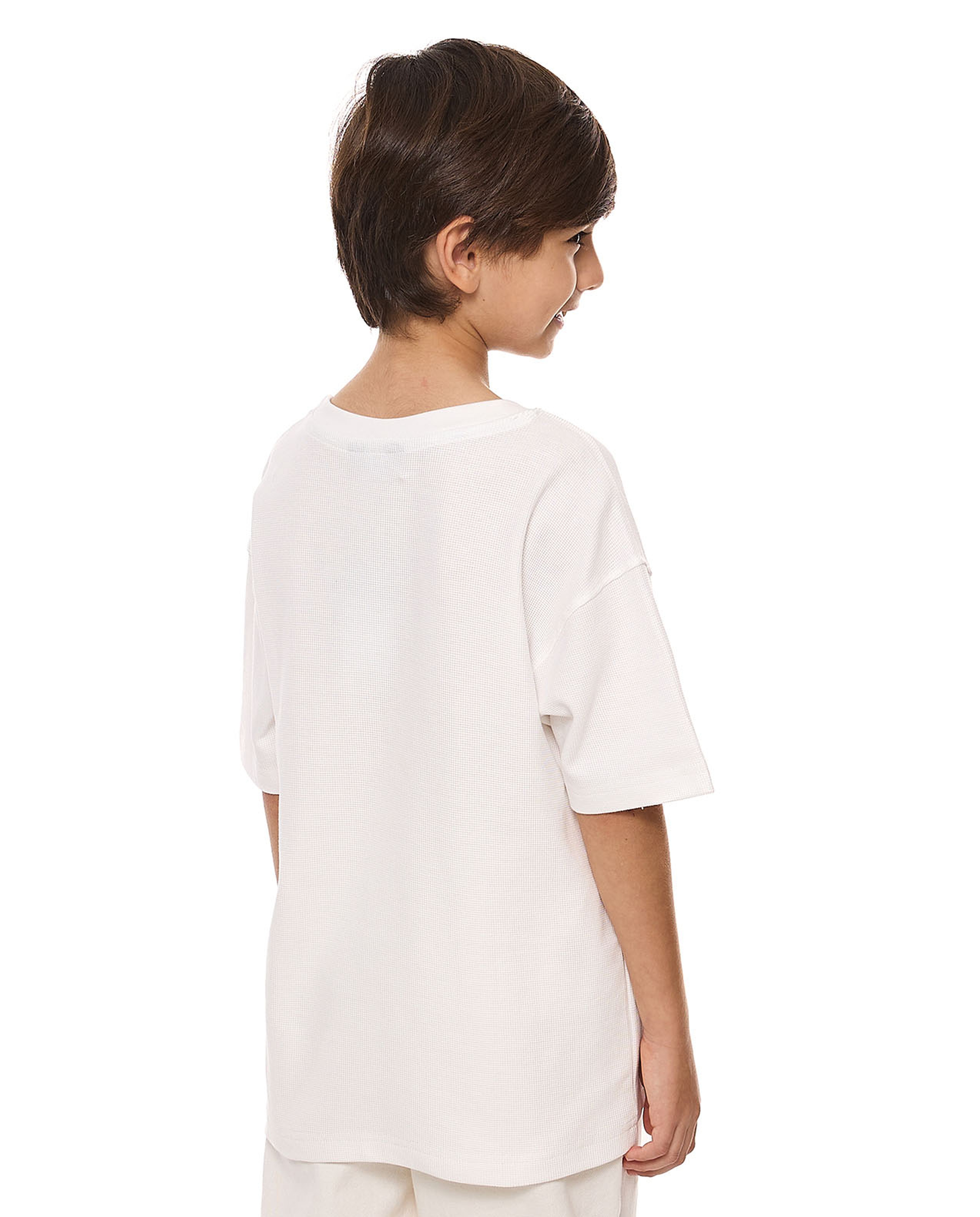 Embroidered Oversized T-Shirt with Crew Neck and Short Sleeves