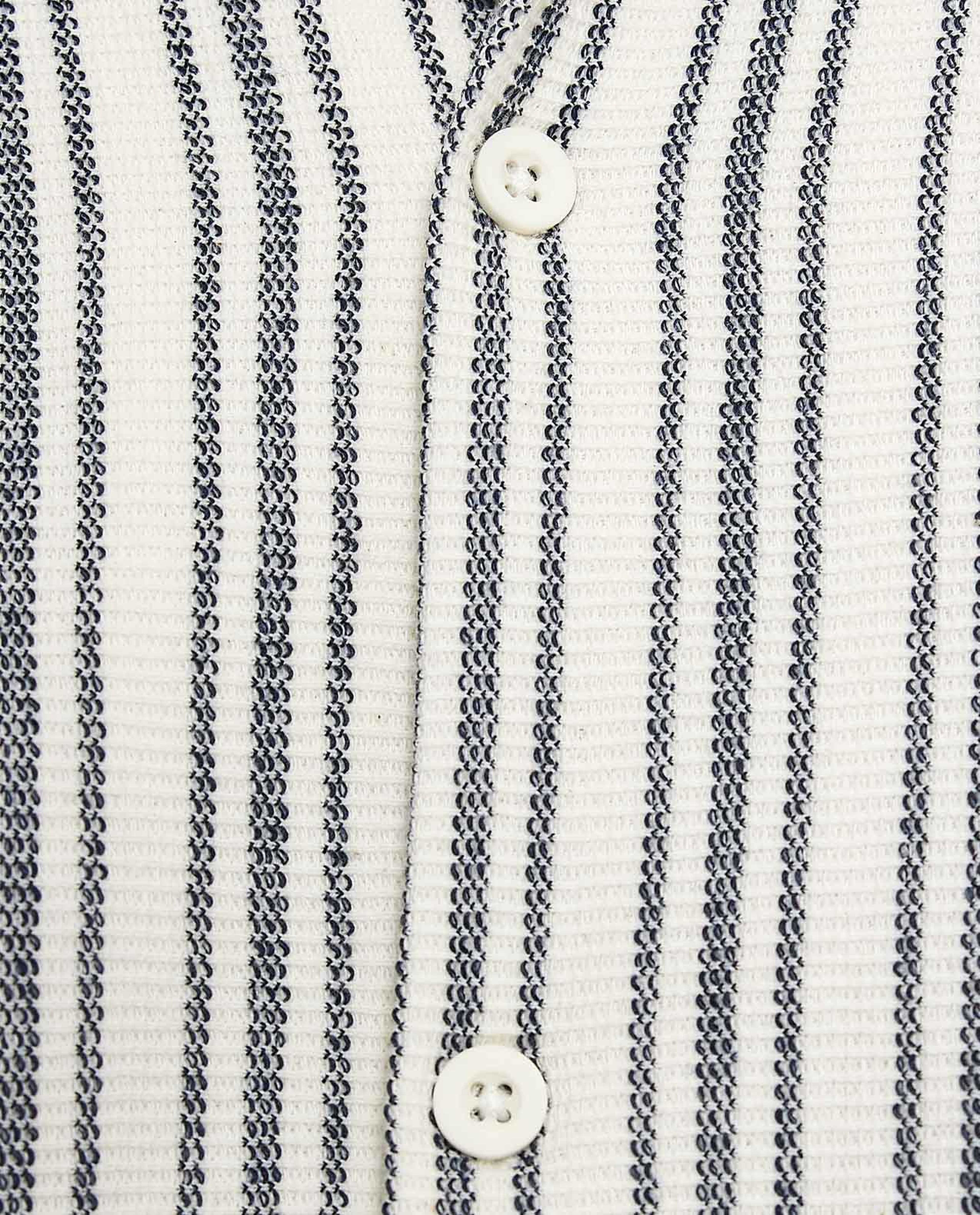 Striped Shirt with Revere Collar and Short Sleeves