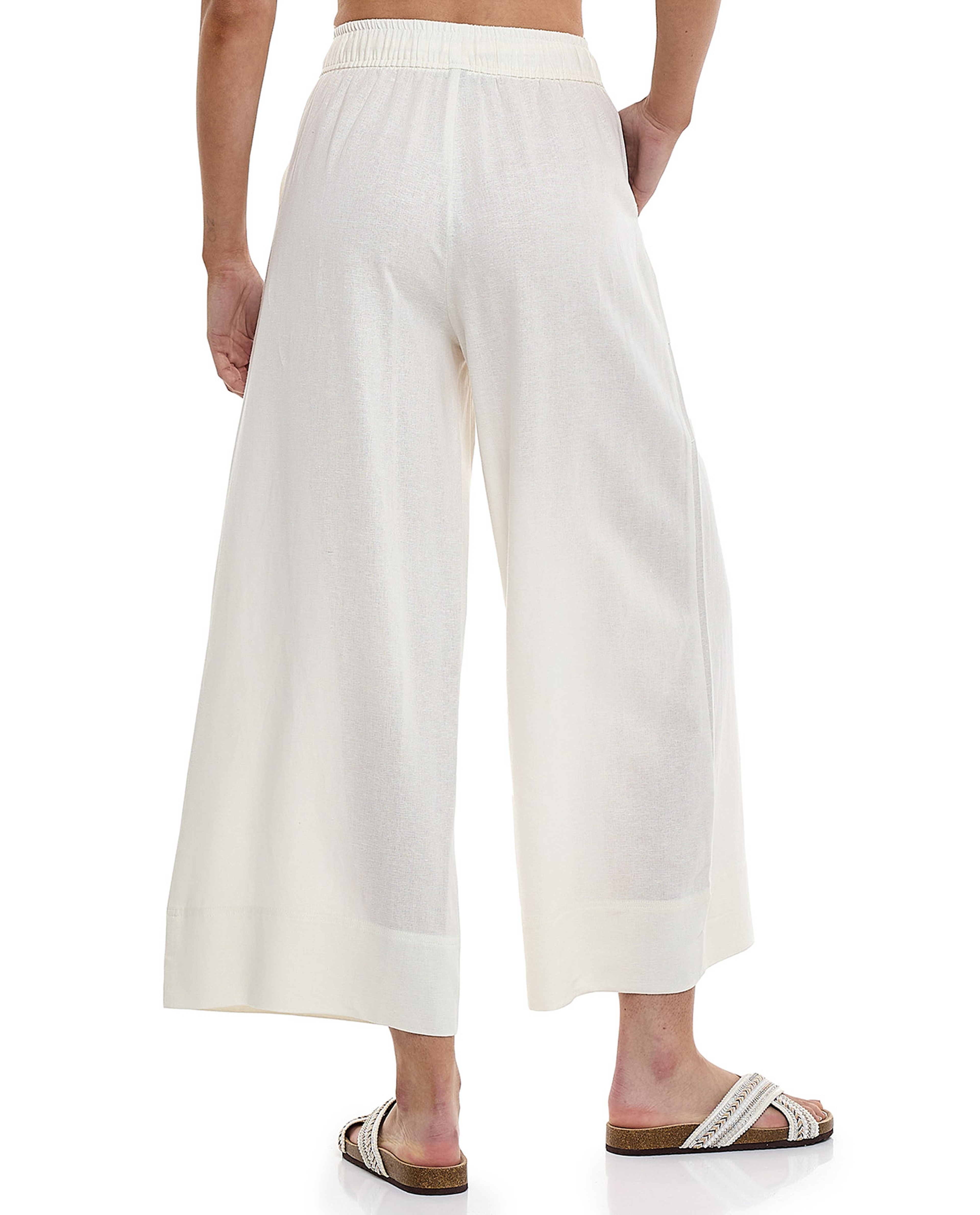 Solid Wide Leg Pants with Drawstring Waist