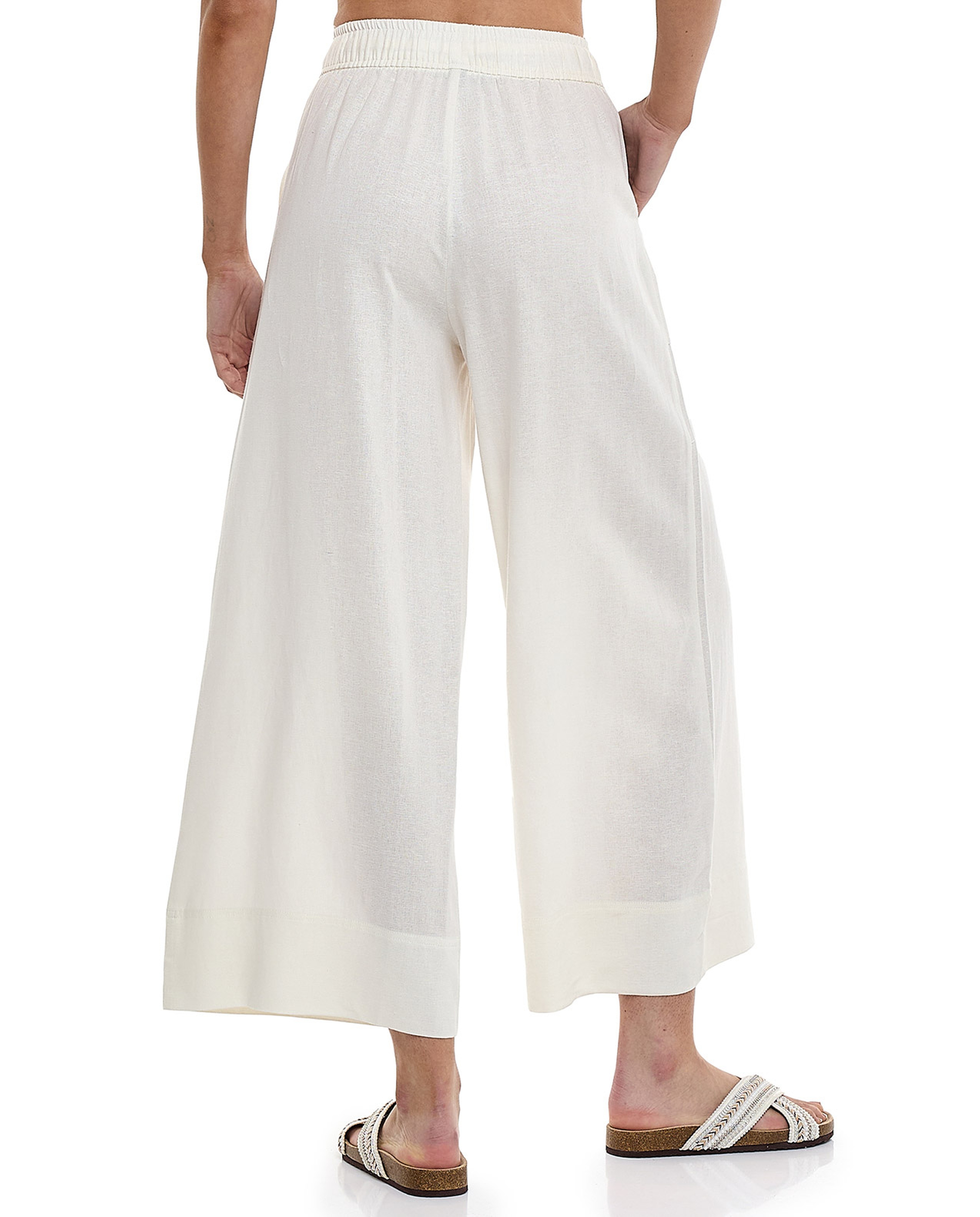 Solid Wide Leg Pants with Drawstring Waist