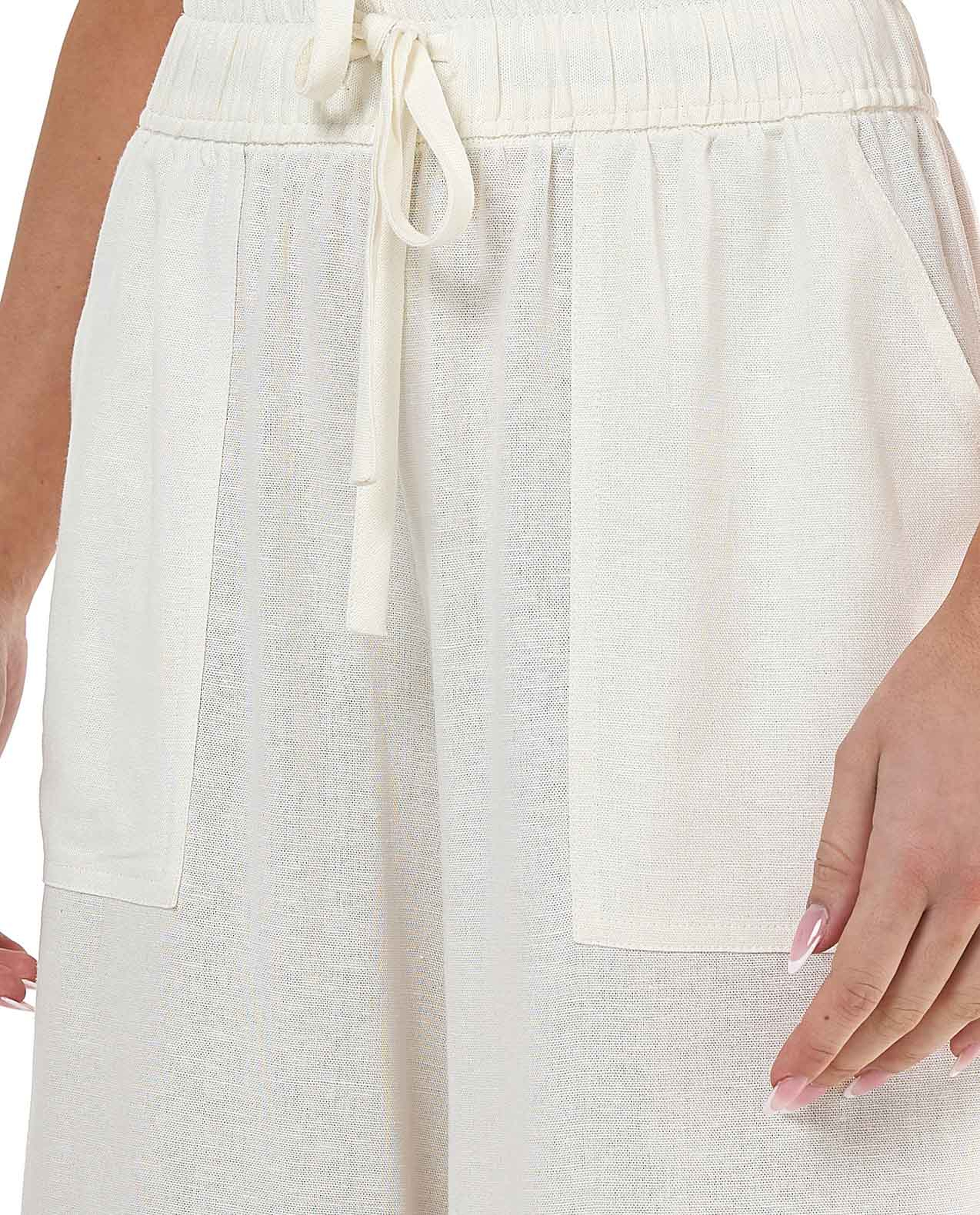 Solid Wide Leg Pants with Drawstring Waist