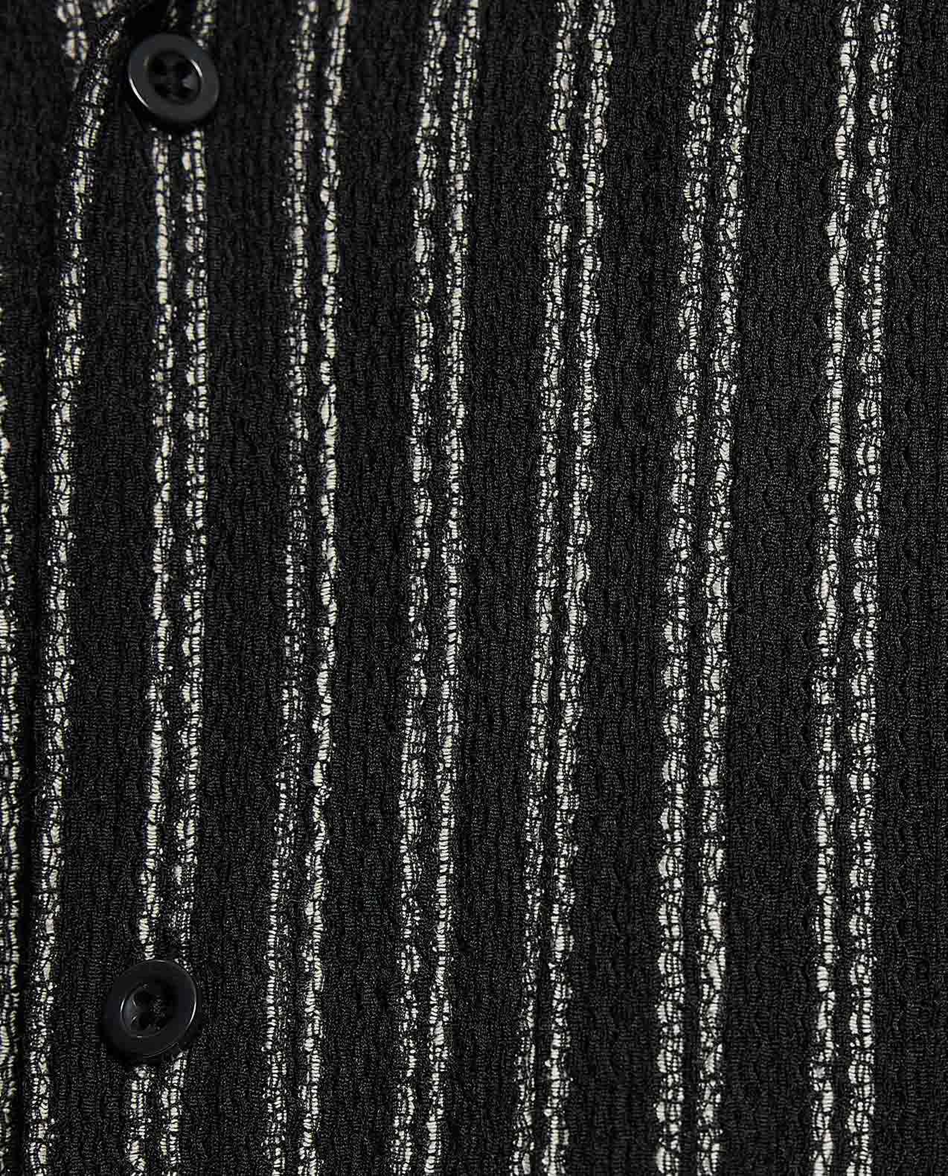 Striped Shirt with Revere Collar and Short Sleeves