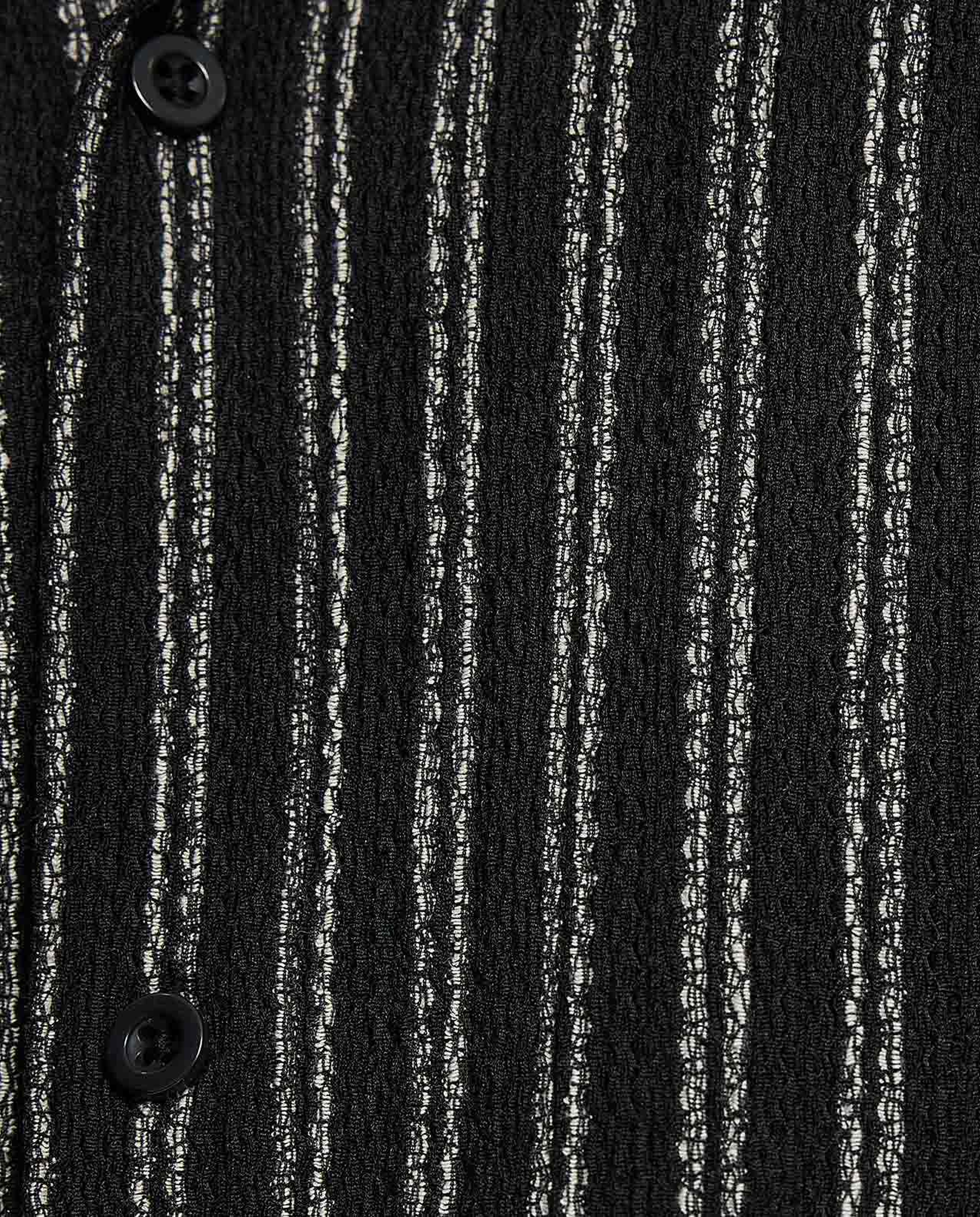 Striped Shirt with Revere Collar and Short Sleeves