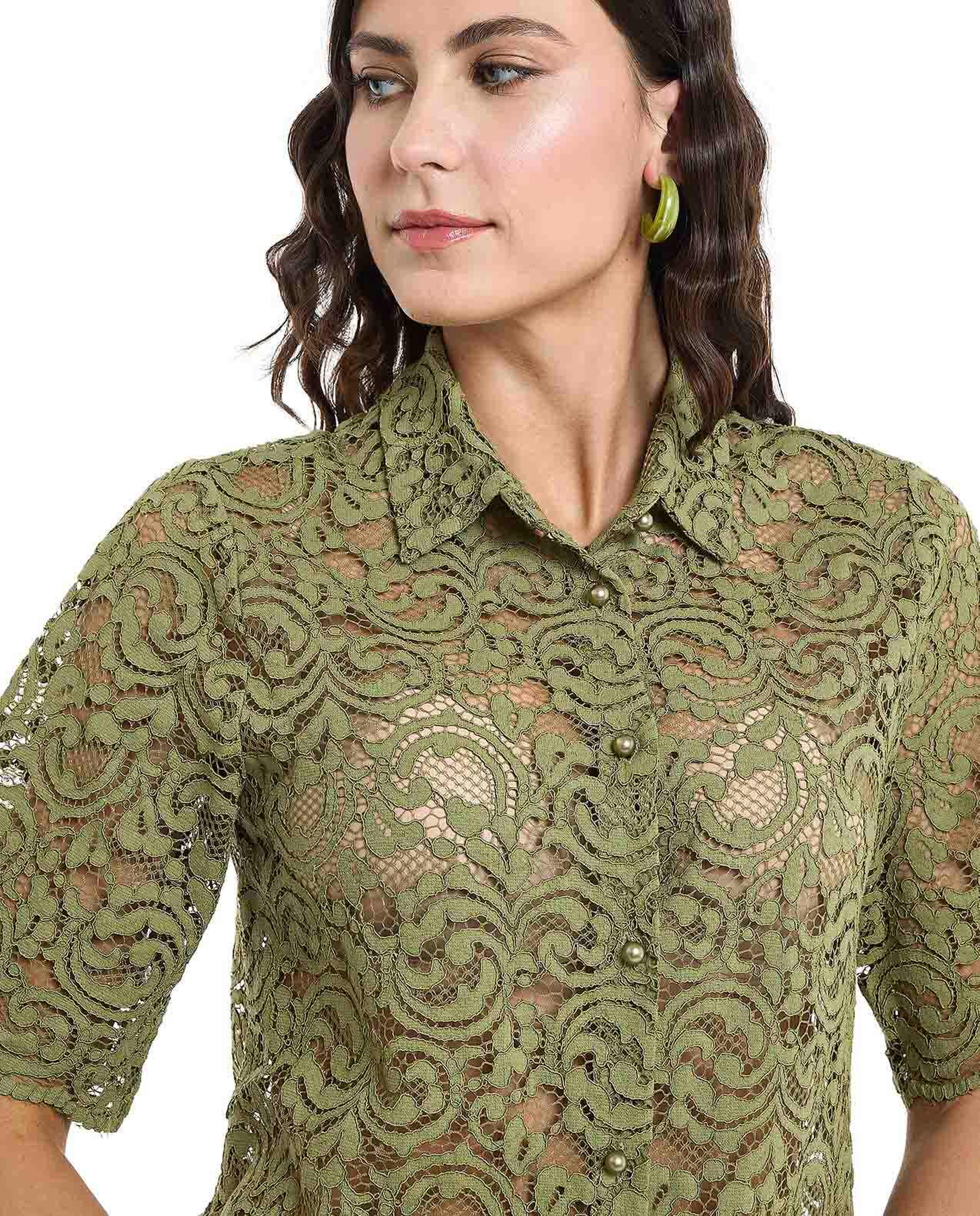 Lace Pants with Button Closure