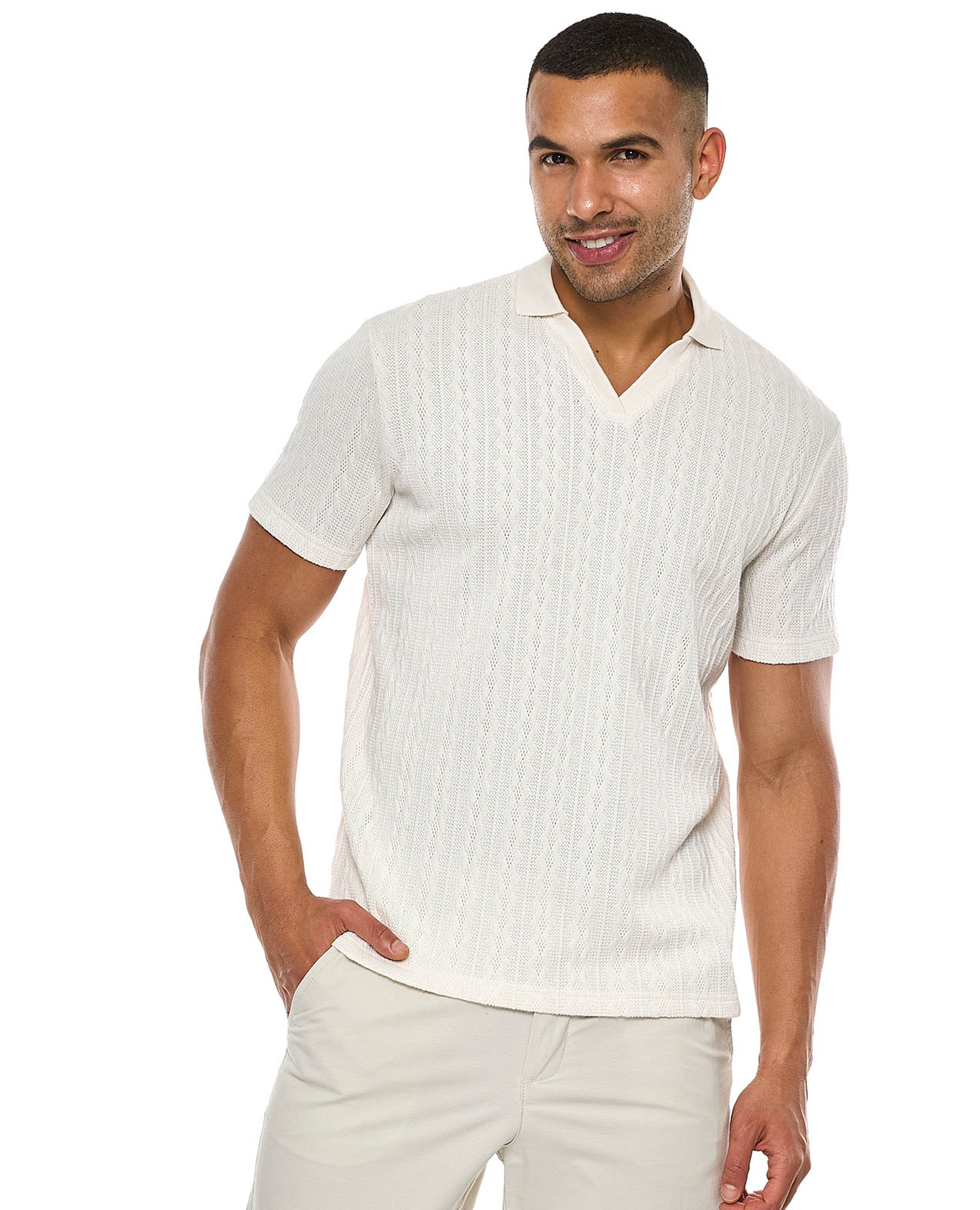 Textured Polo T-Shirt with Short Sleeves