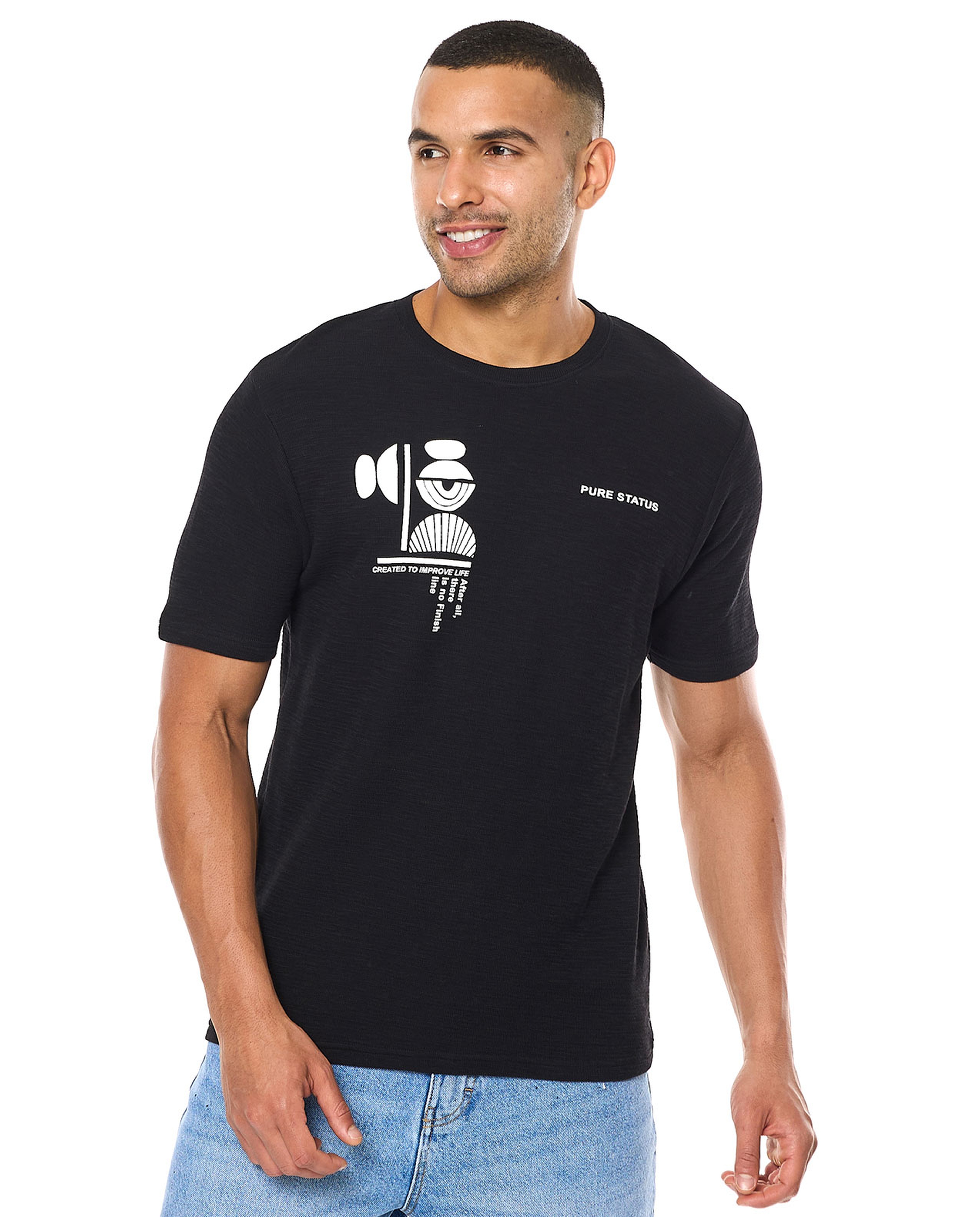 Printed T-Shirt with Crew Neck and Short Sleeves