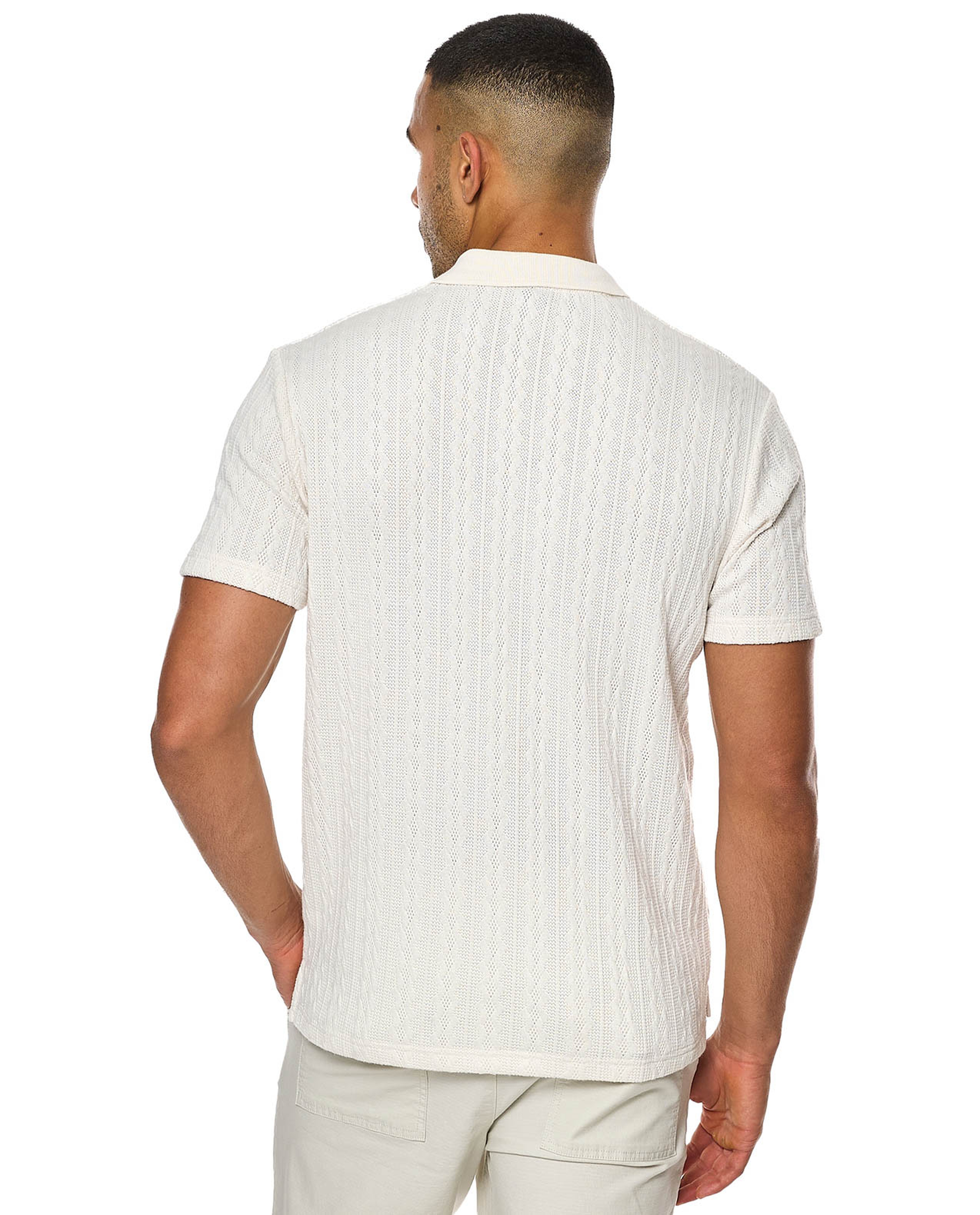 Textured Polo T-Shirt with Short Sleeves