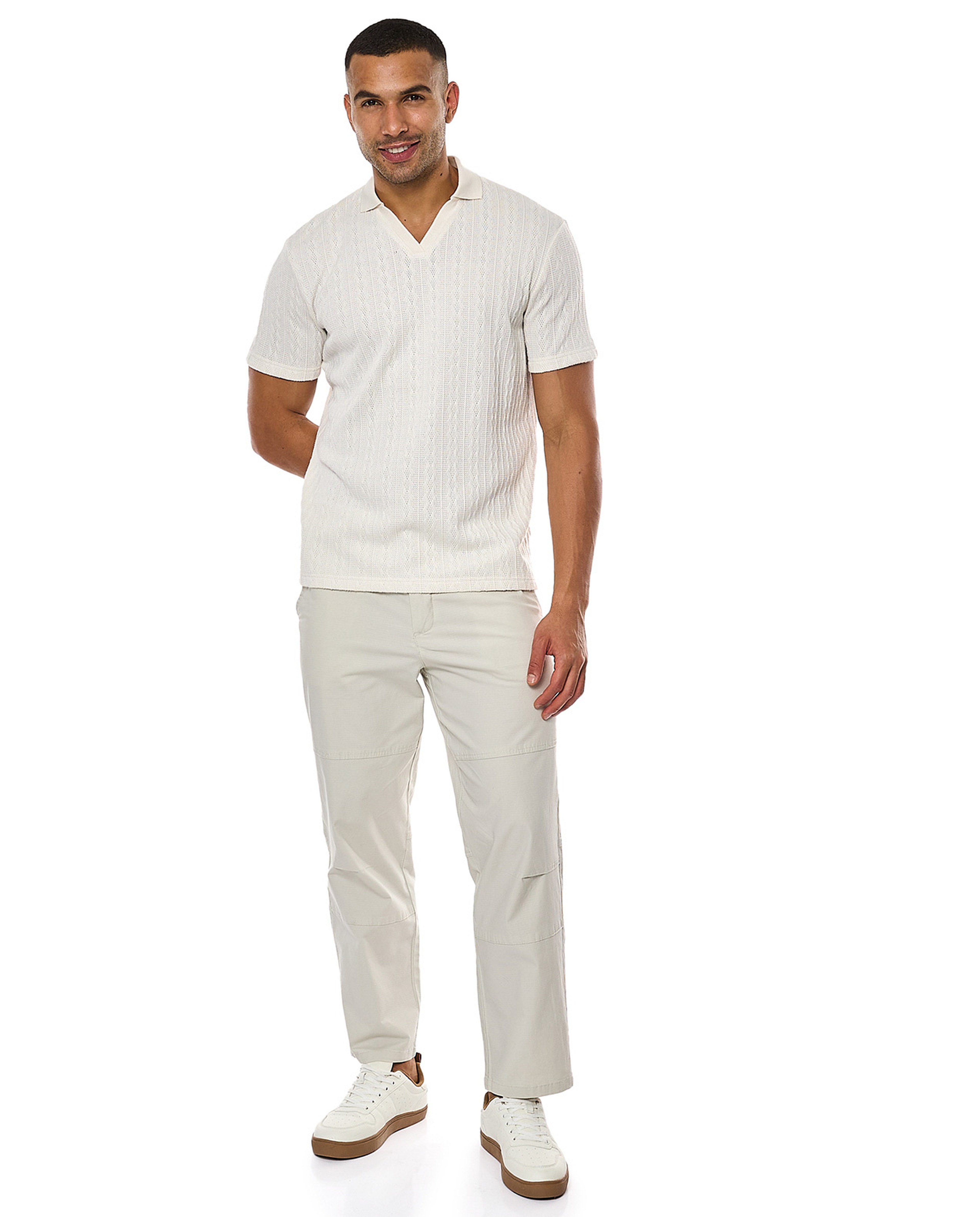 Textured Polo T-Shirt with Short Sleeves