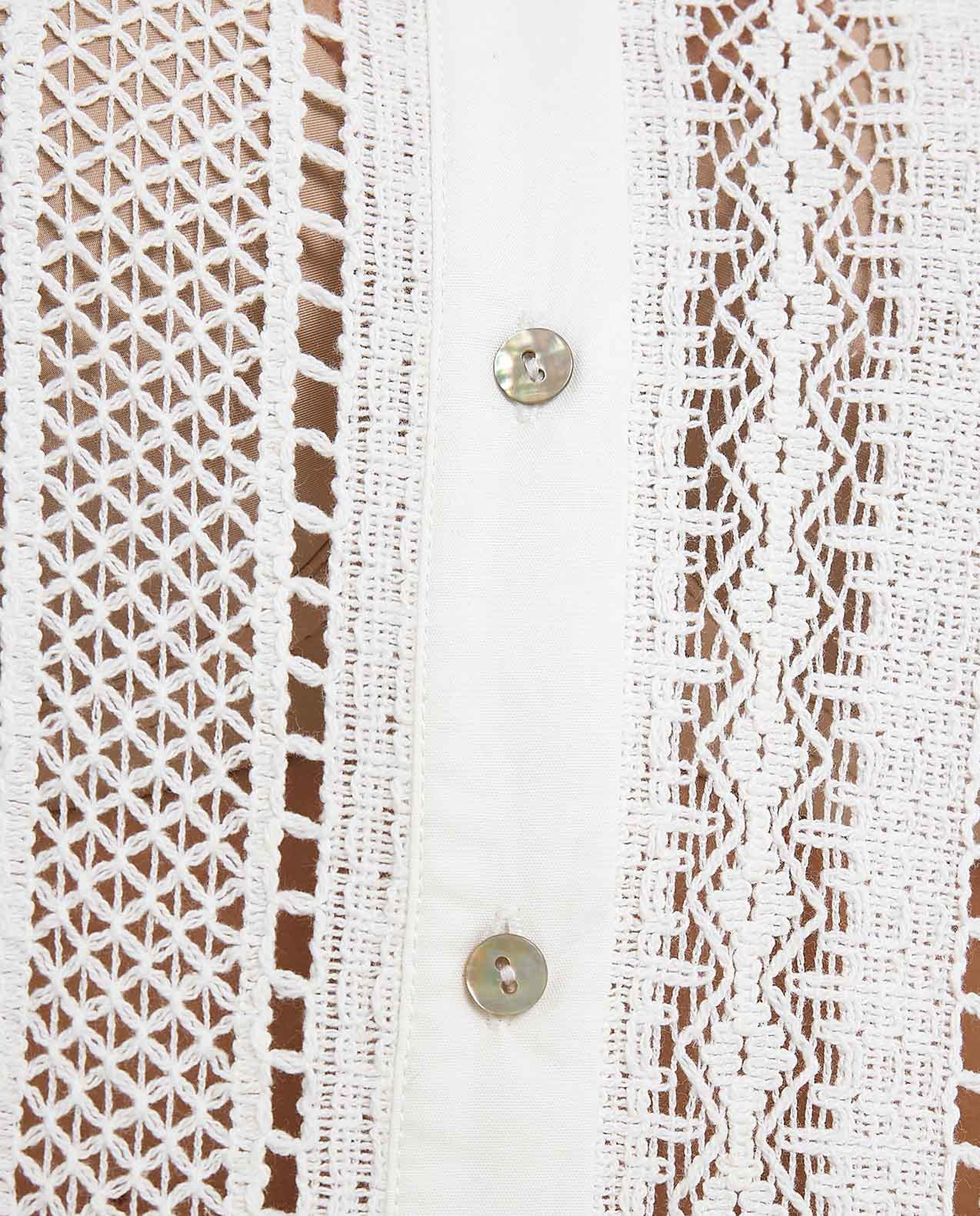 Openwork Shirt with Classic Collar and Long Sleeves