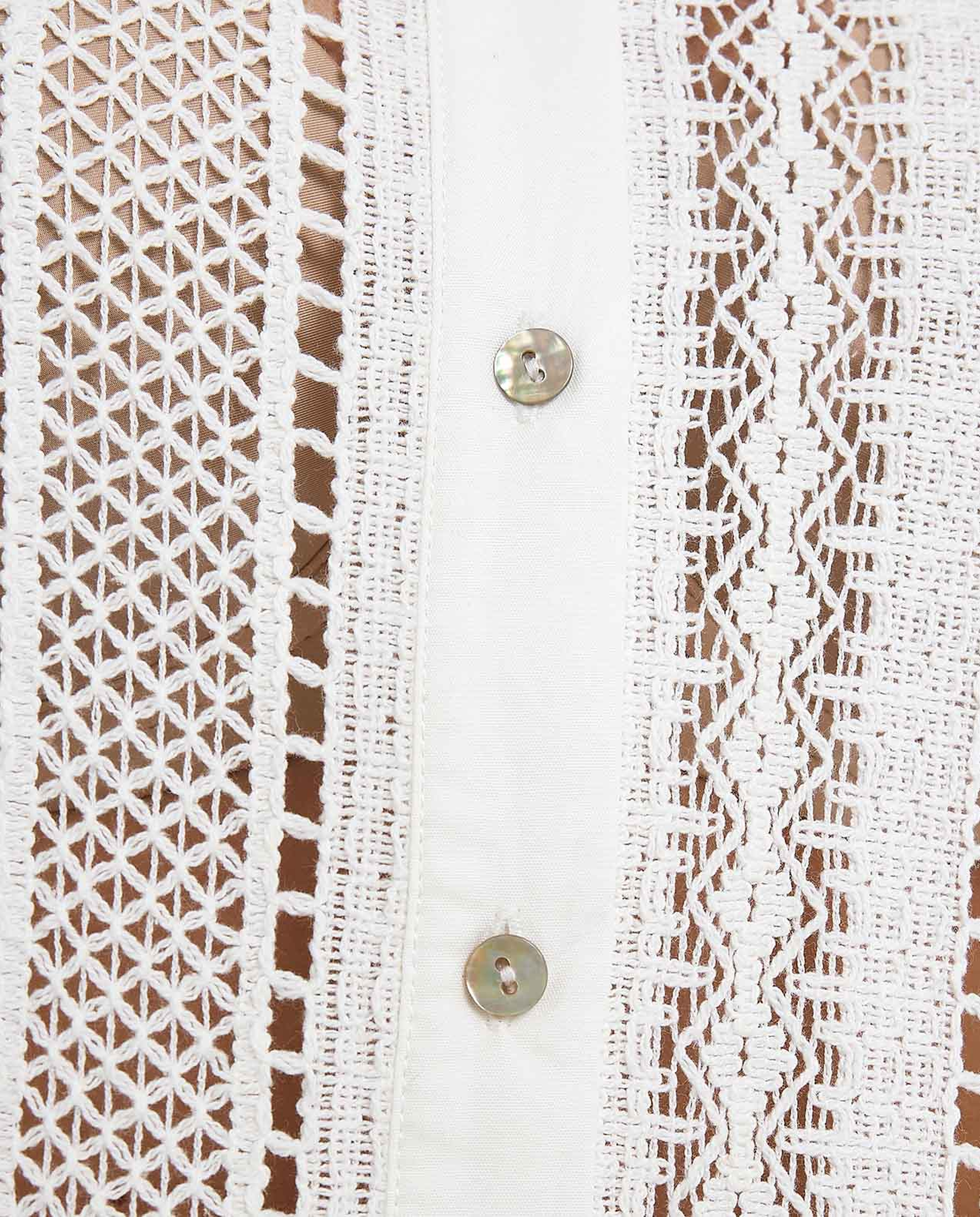 Openwork Shirt with Classic Collar and Long Sleeves