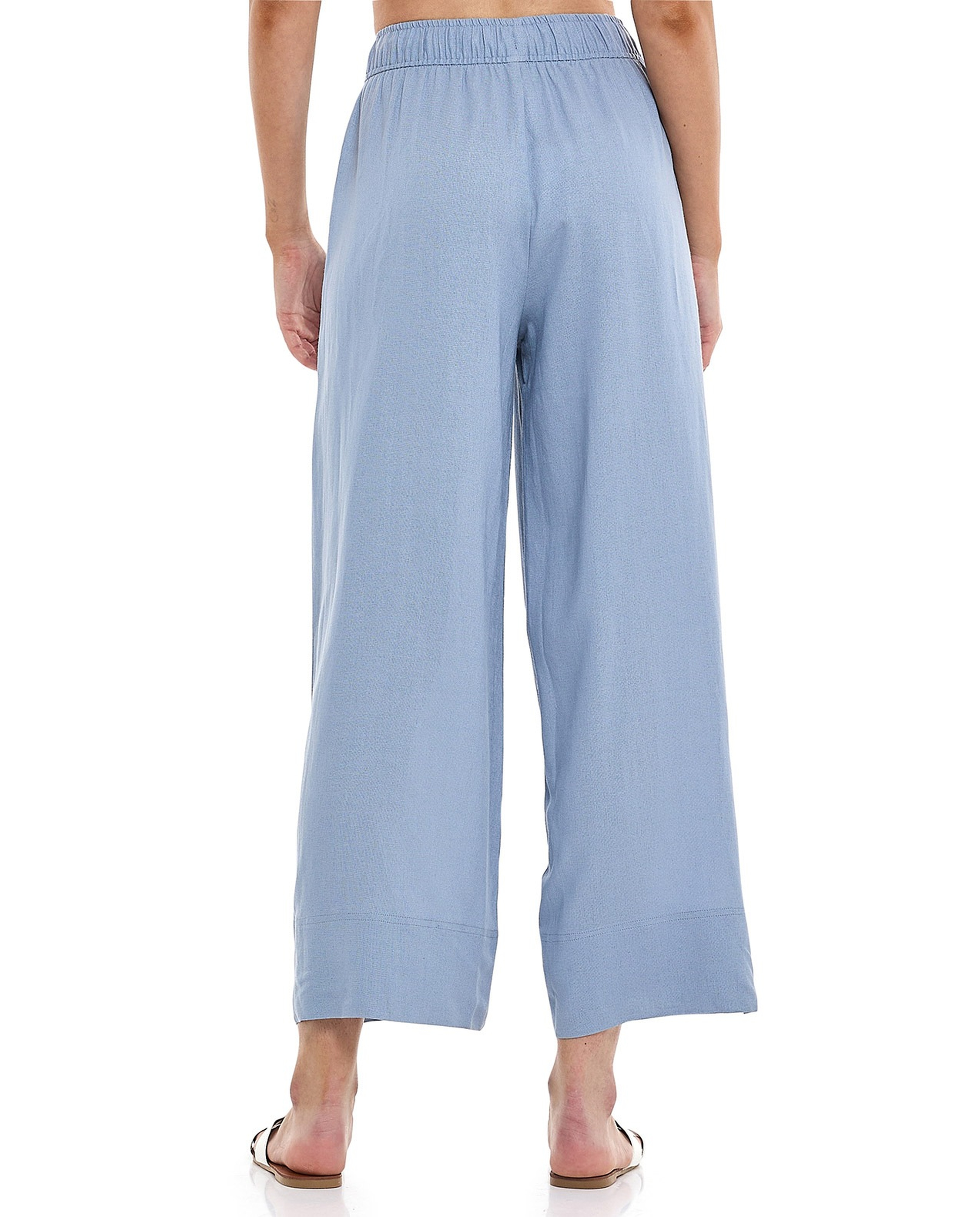 Solid Wide Leg Pants with Drawstring Waist