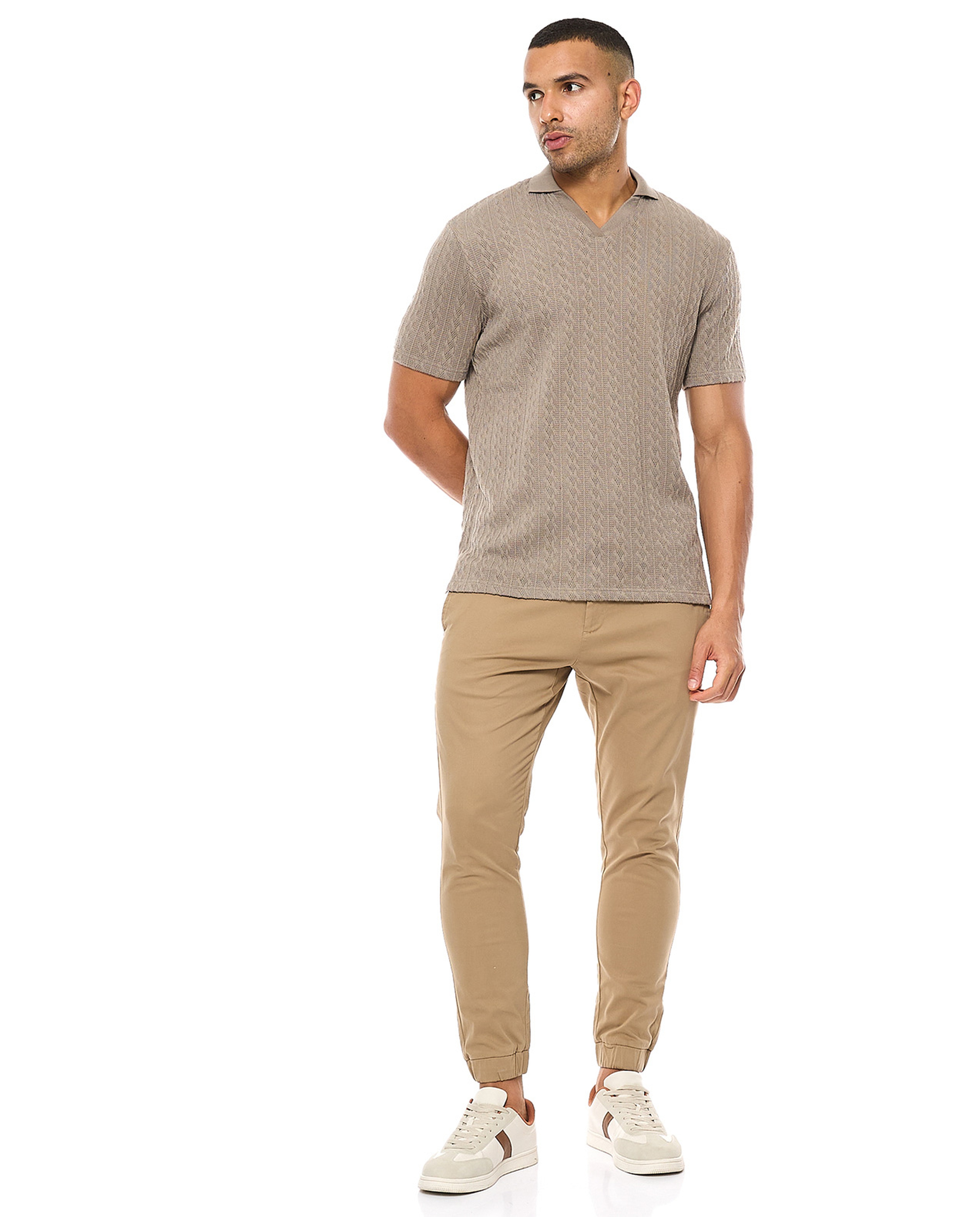 Textured Polo T-Shirt with Short Sleeves