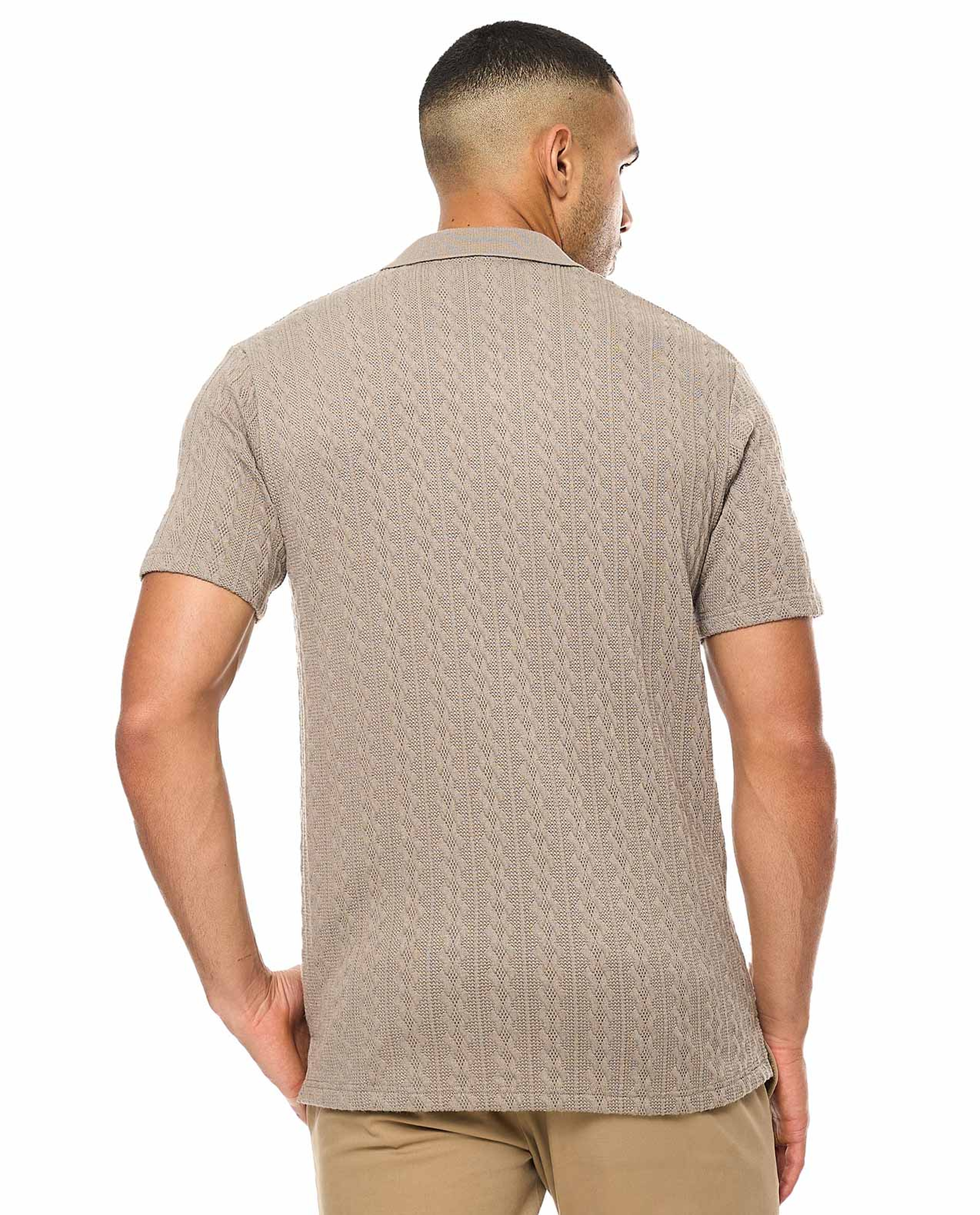 Textured Polo T-Shirt with Short Sleeves