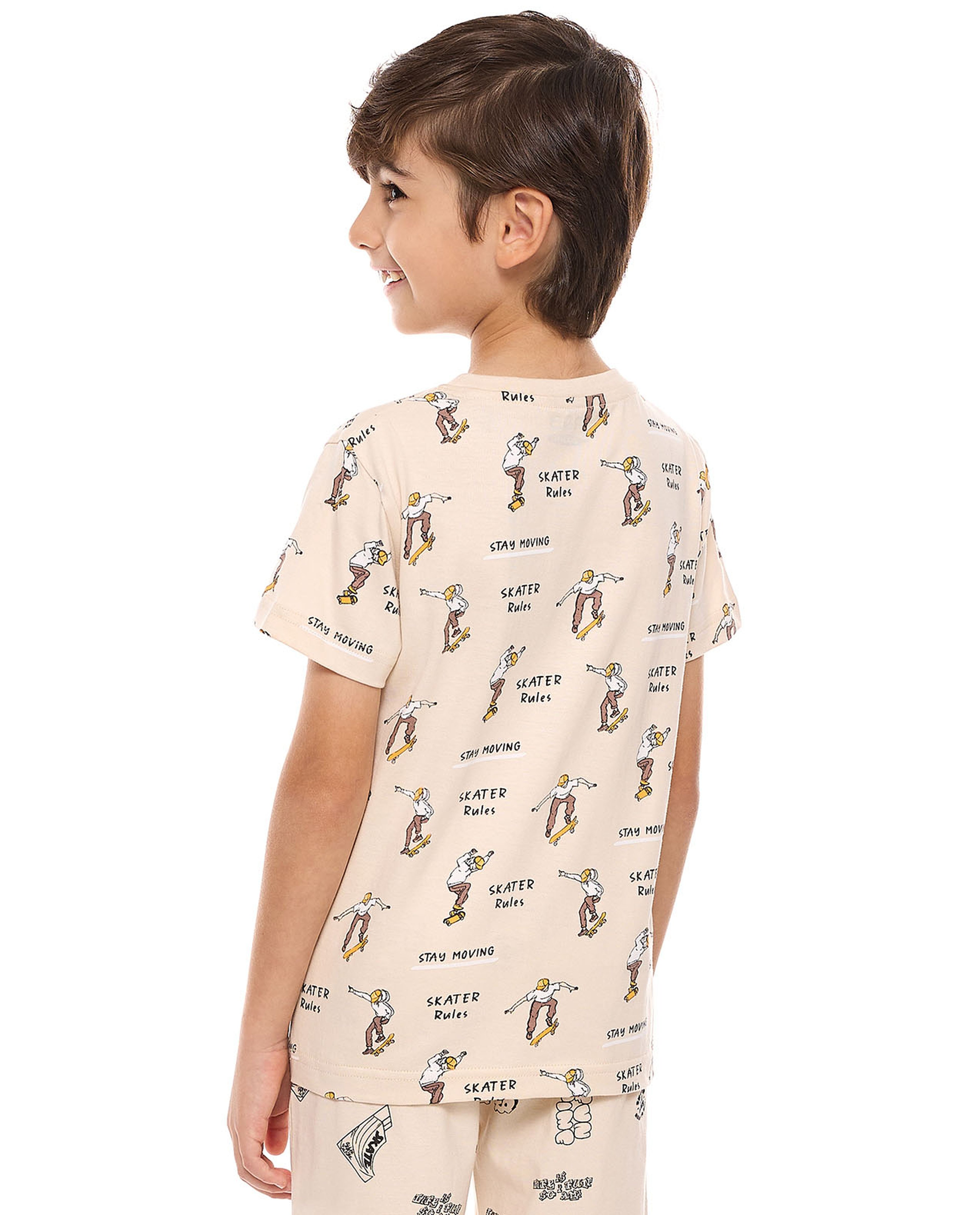 Printed T-Shirt with Crew Neck and Short Sleeves