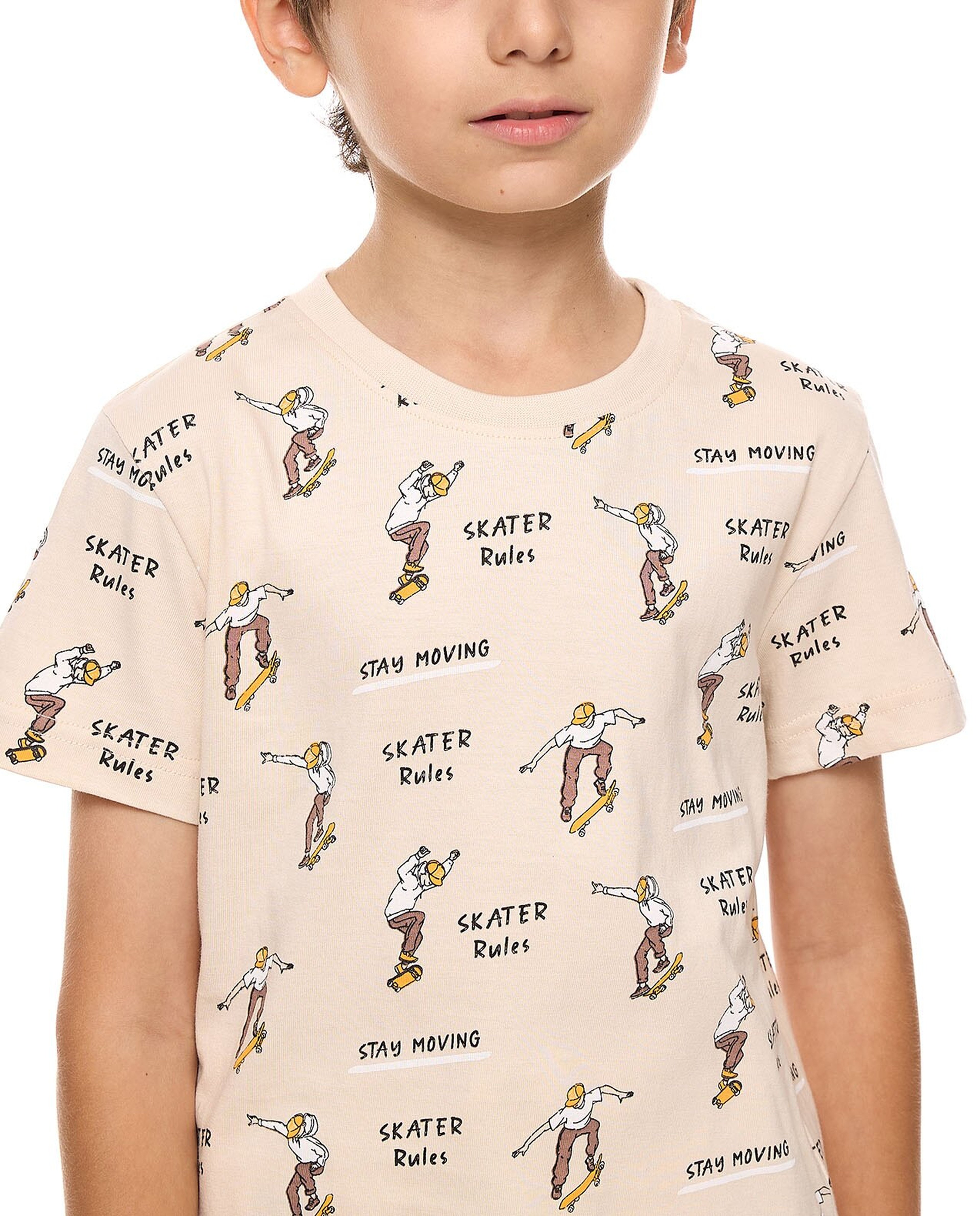 Printed T-Shirt with Crew Neck and Short Sleeves