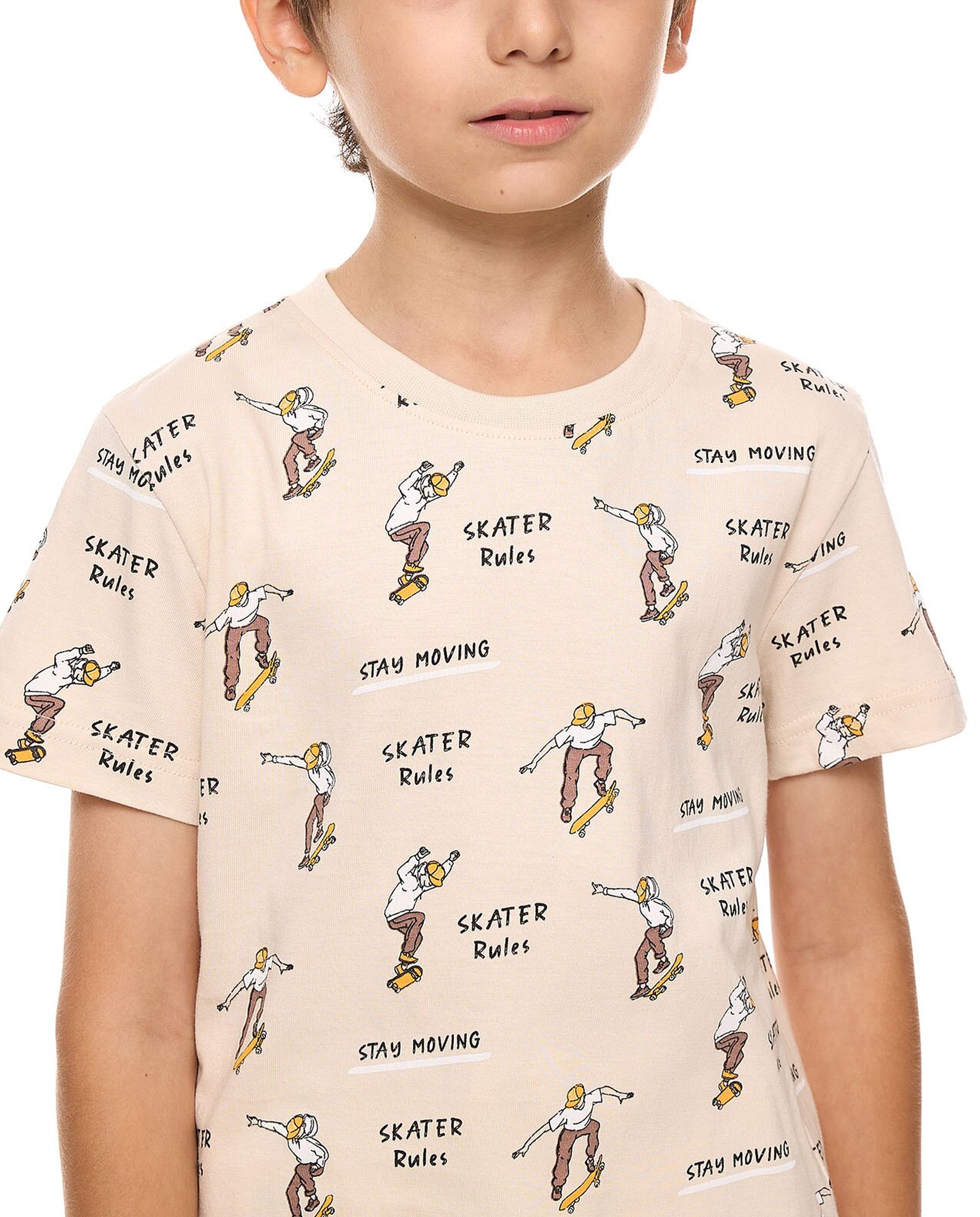 Printed T-Shirt with Crew Neck and Short Sleeves