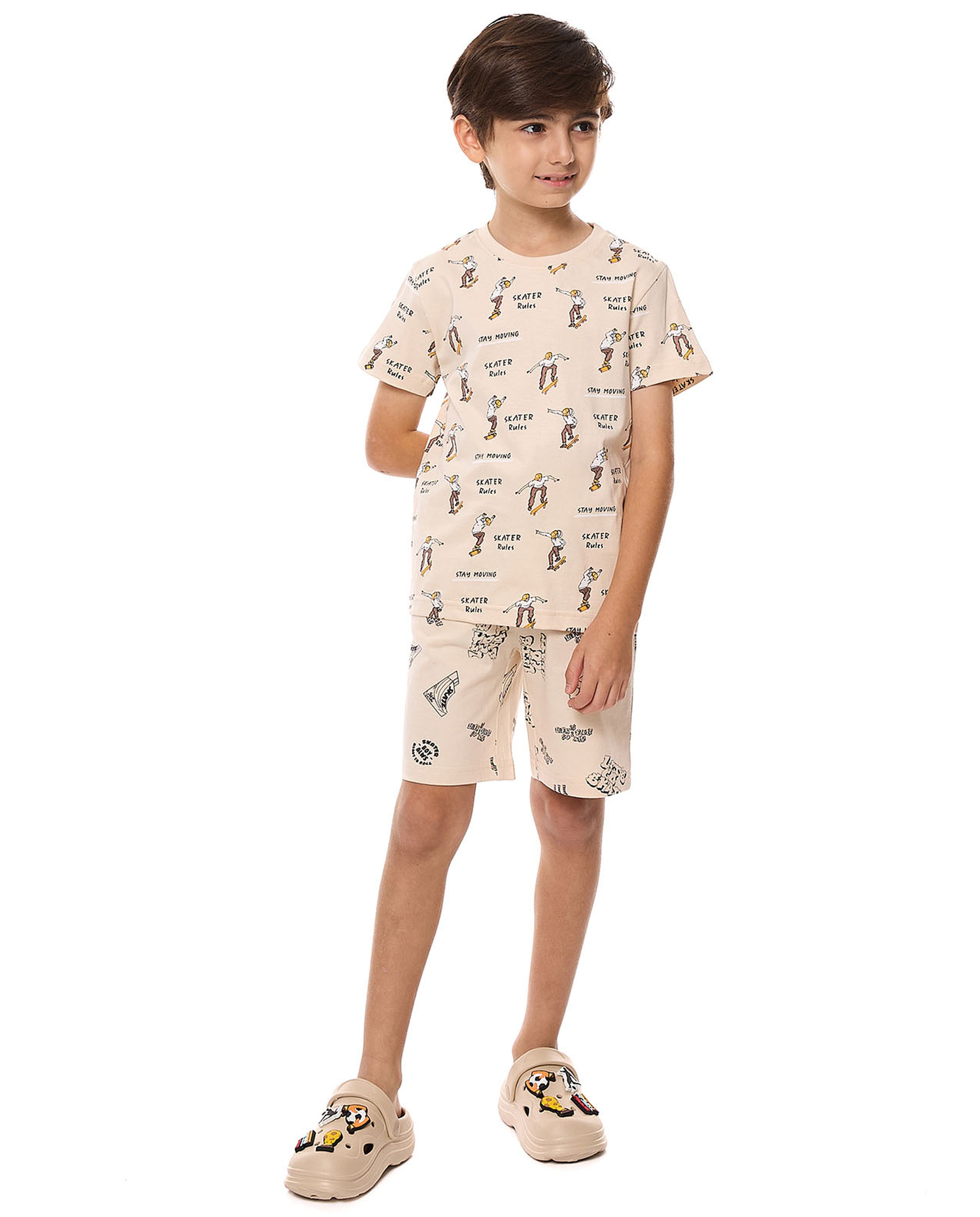 Printed T-Shirt with Crew Neck and Short Sleeves