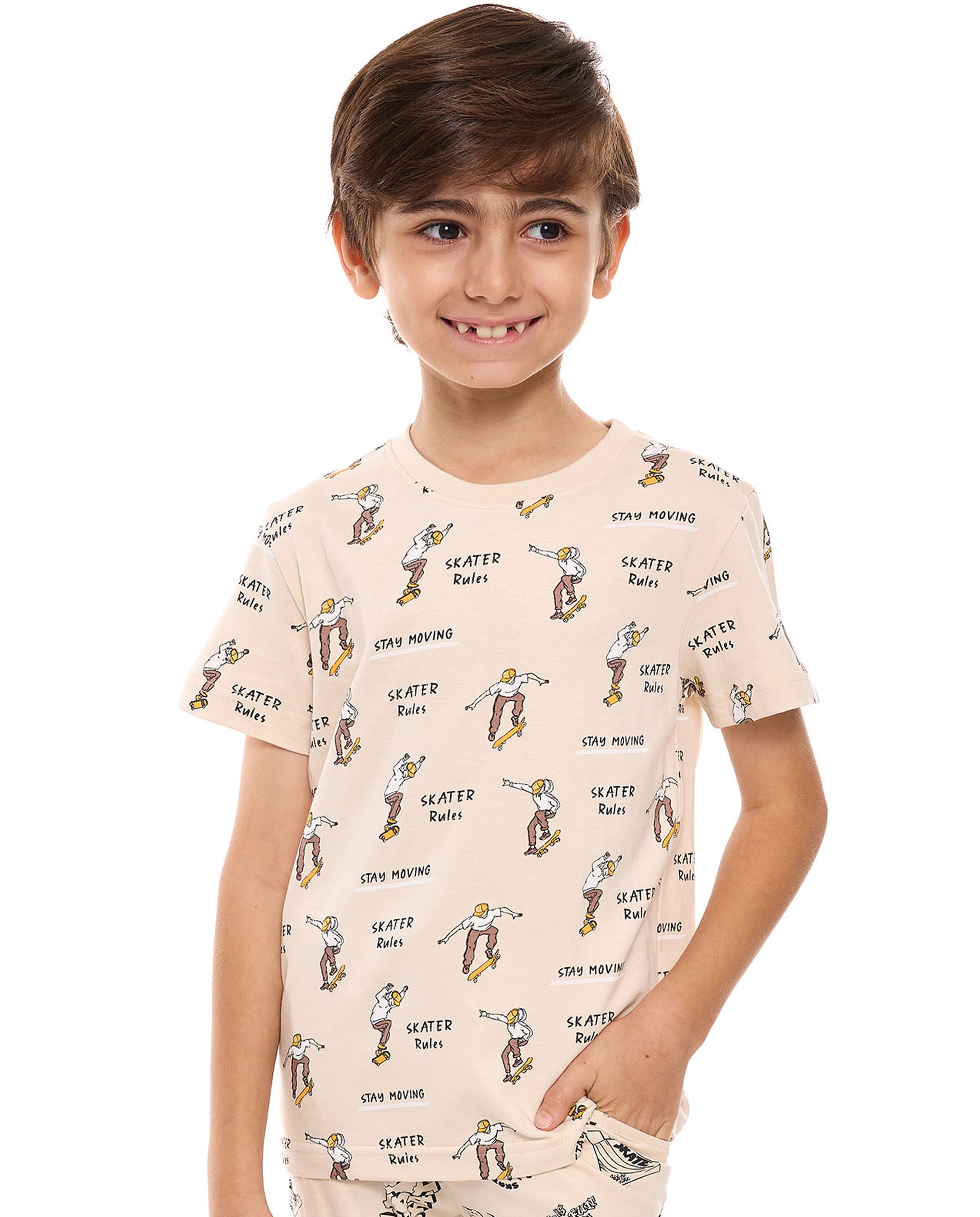 Printed T-Shirt with Crew Neck and Short Sleeves